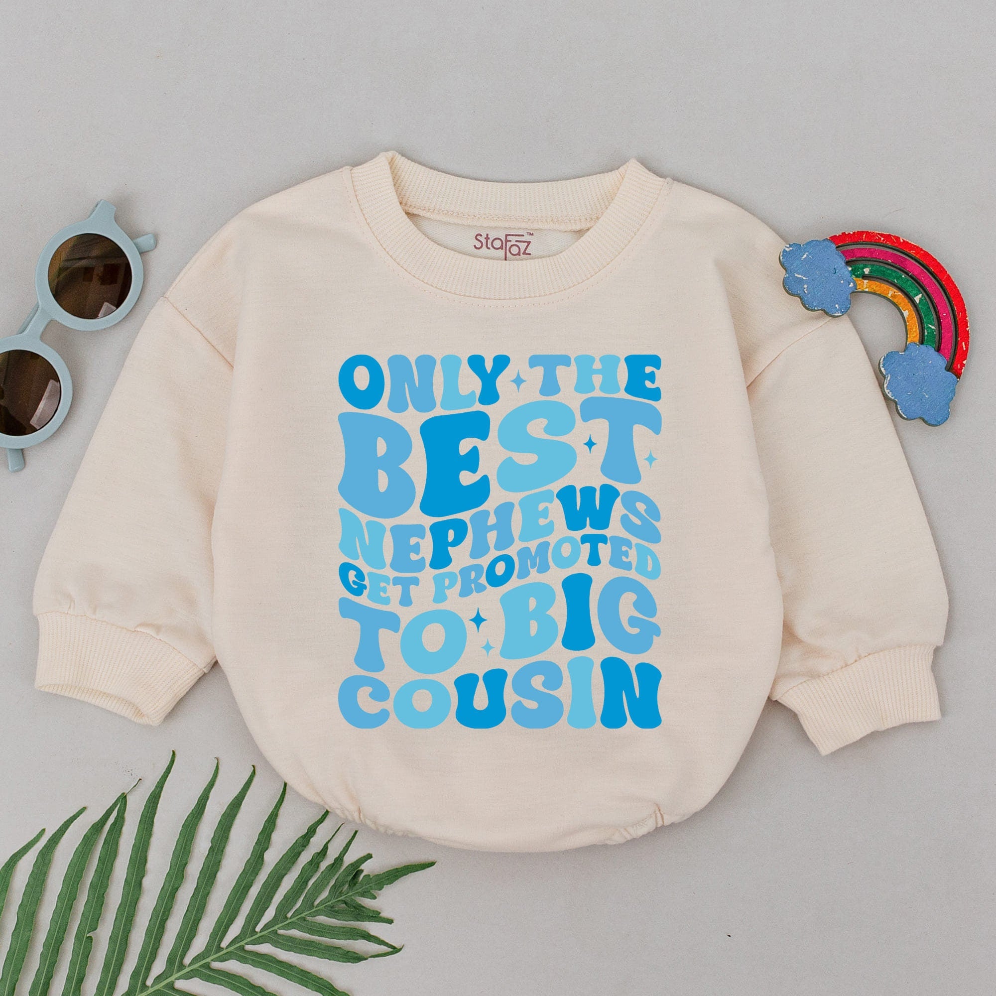 Only the Best Nephews Big Cousin Romper Retro Baby Bodysuit Soft Cotton Outfit Blue Vintage Style Party Gift Infant Clothes