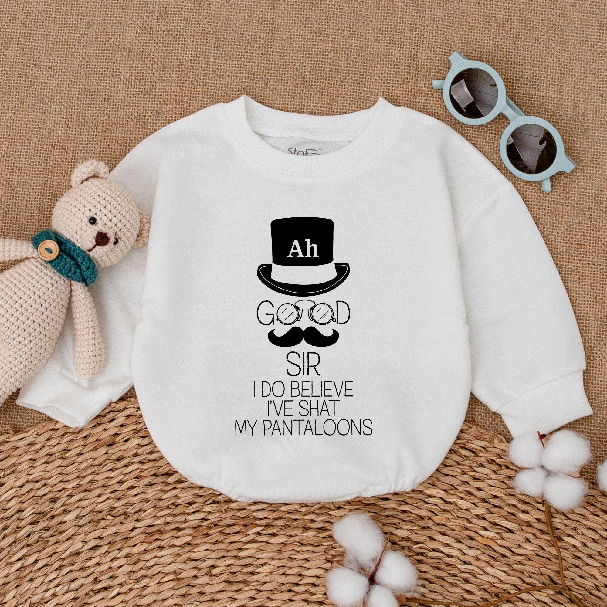 Ah Good Sir I've Shat My Pantaloons Baby Romper Vintage Humor Newborn Bodysuit Funny Outfit Shower Gift Infant Clothing Cotton Comfort