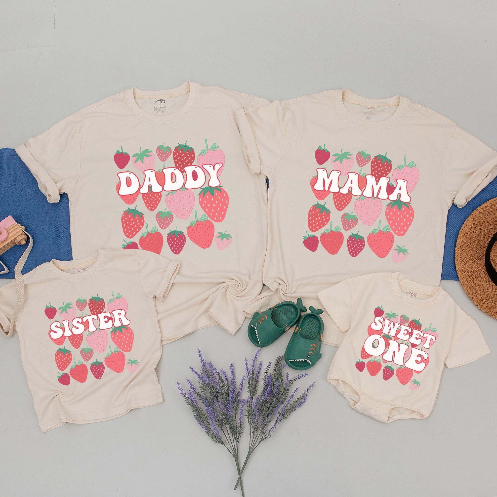 Custom Berry First Birthday Matching Family Shirts Strawberry Print Outfit Toddler Baby Party Soft Cotton Mom Dad Sweet One Celebration