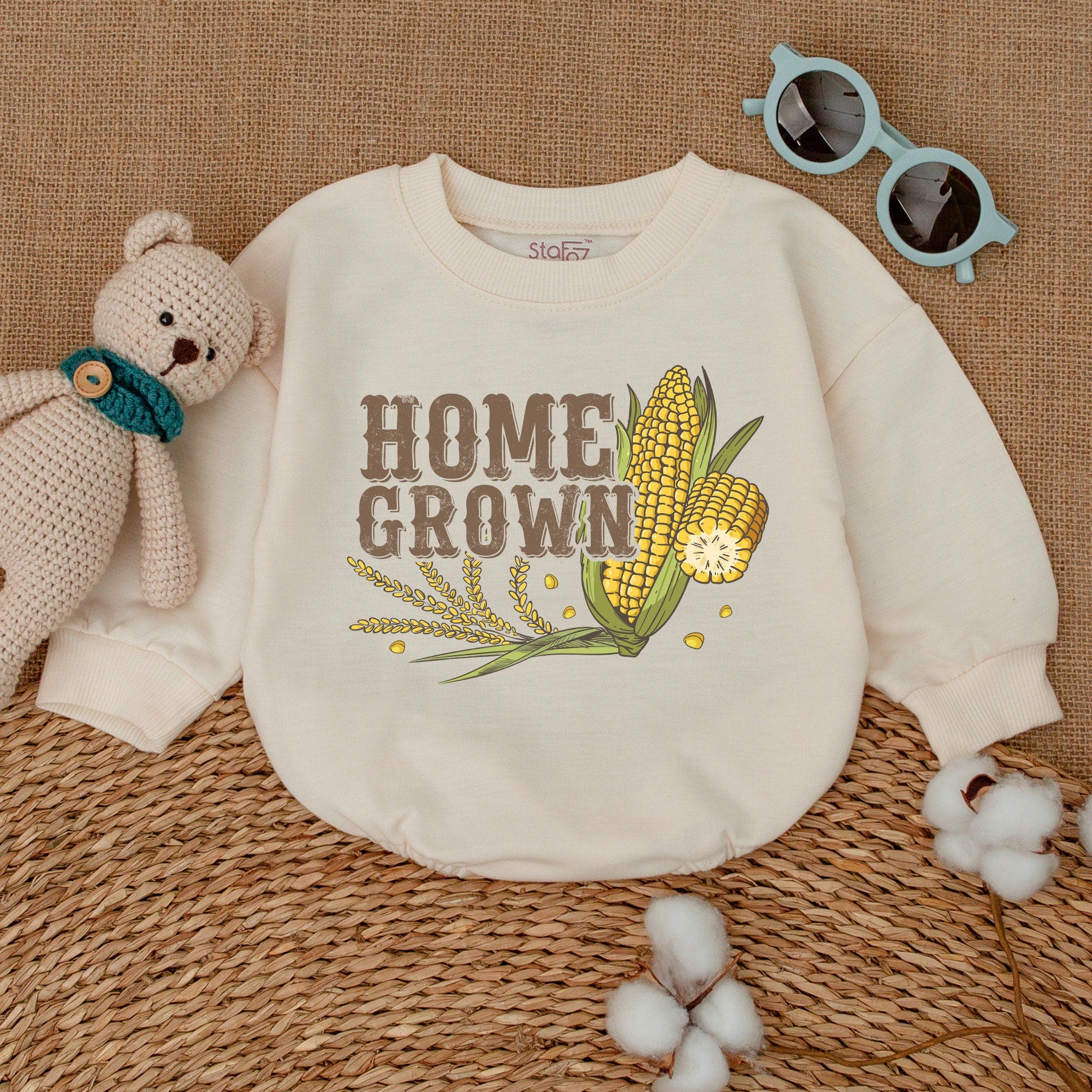 Home Grown Romper: Farm-Themed Baby Bodysuit for Newborns
