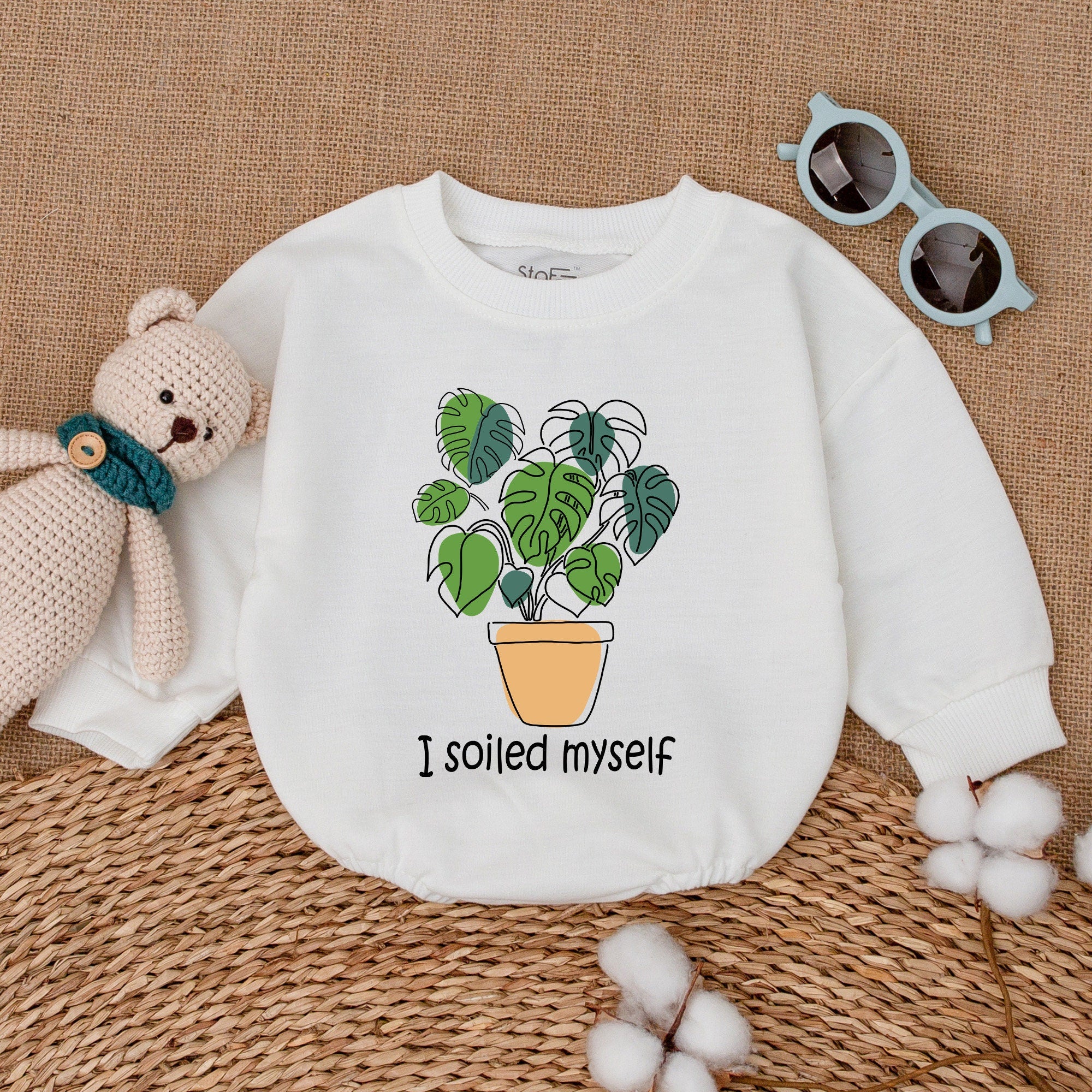 I Soiled Myself Baby Romper with Monstera Plant Design Gender Neutral Infant Bodysuit Ideal for Baby Shower Gift Comfortable Cotton