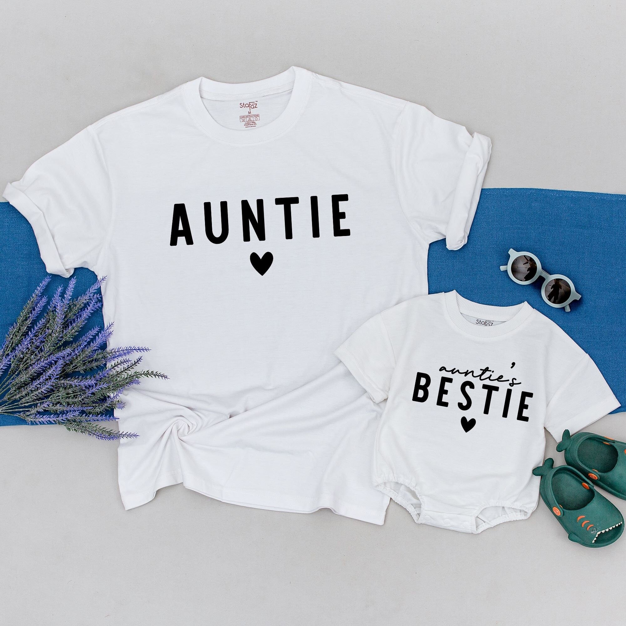 Customizable Family Matching Auntie & Bestie Shirts with Names