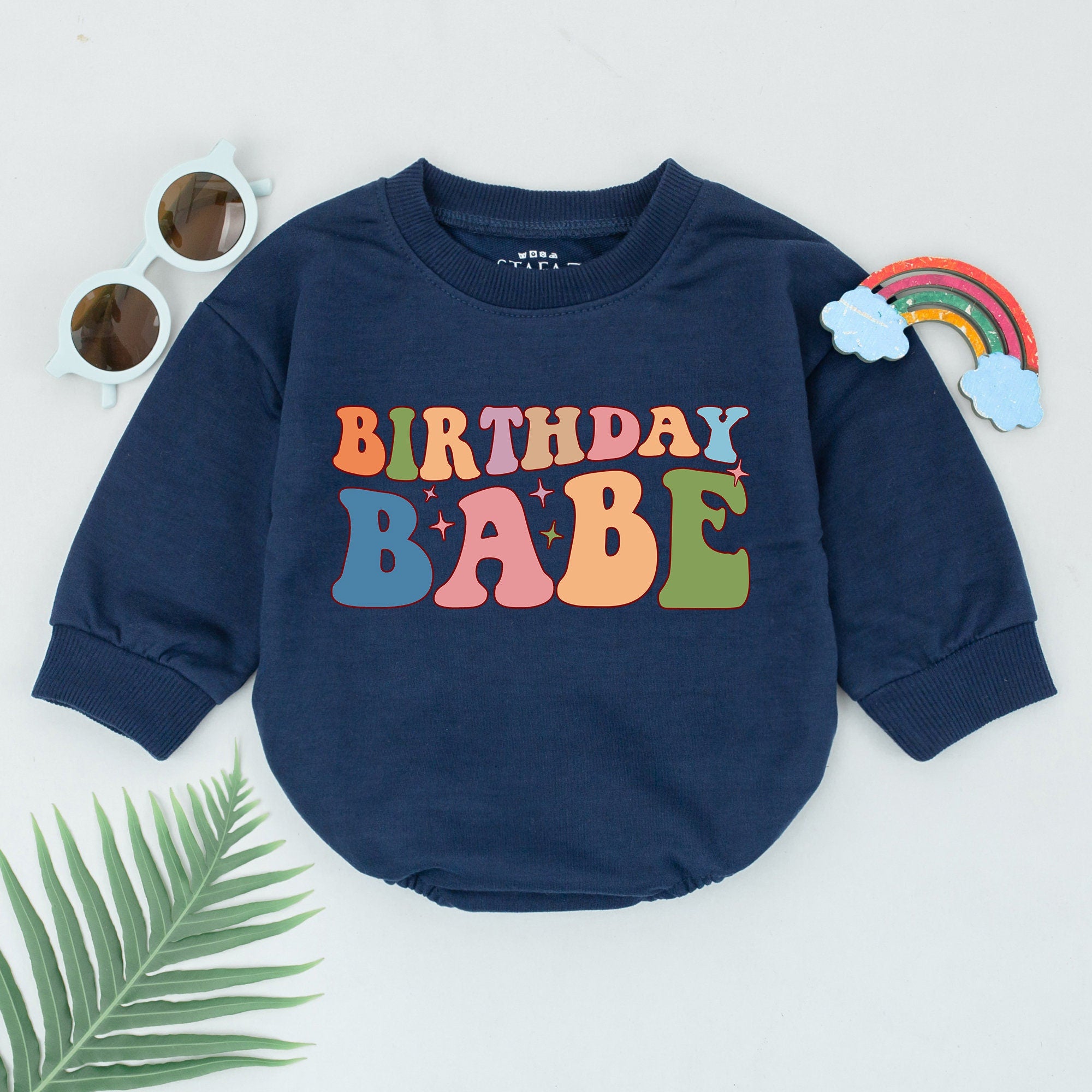 Birthday Babe Romper for Baby Girls Colorful Stars Design 1st Birthday Bodysuit Soft Cotton Outfit Festive Baby Shower Gift