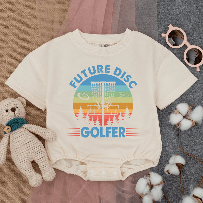 Future Disc Golfer Infant Romper with Retro Graphic