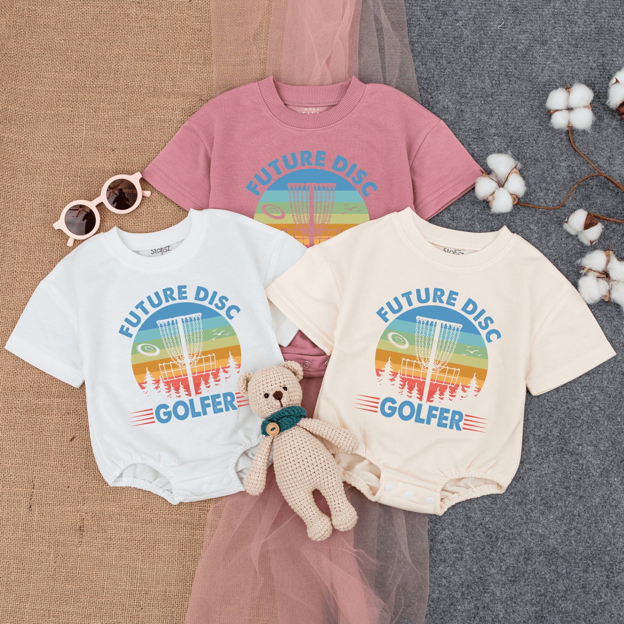Future Disc Golfer Infant Romper with Retro Graphic