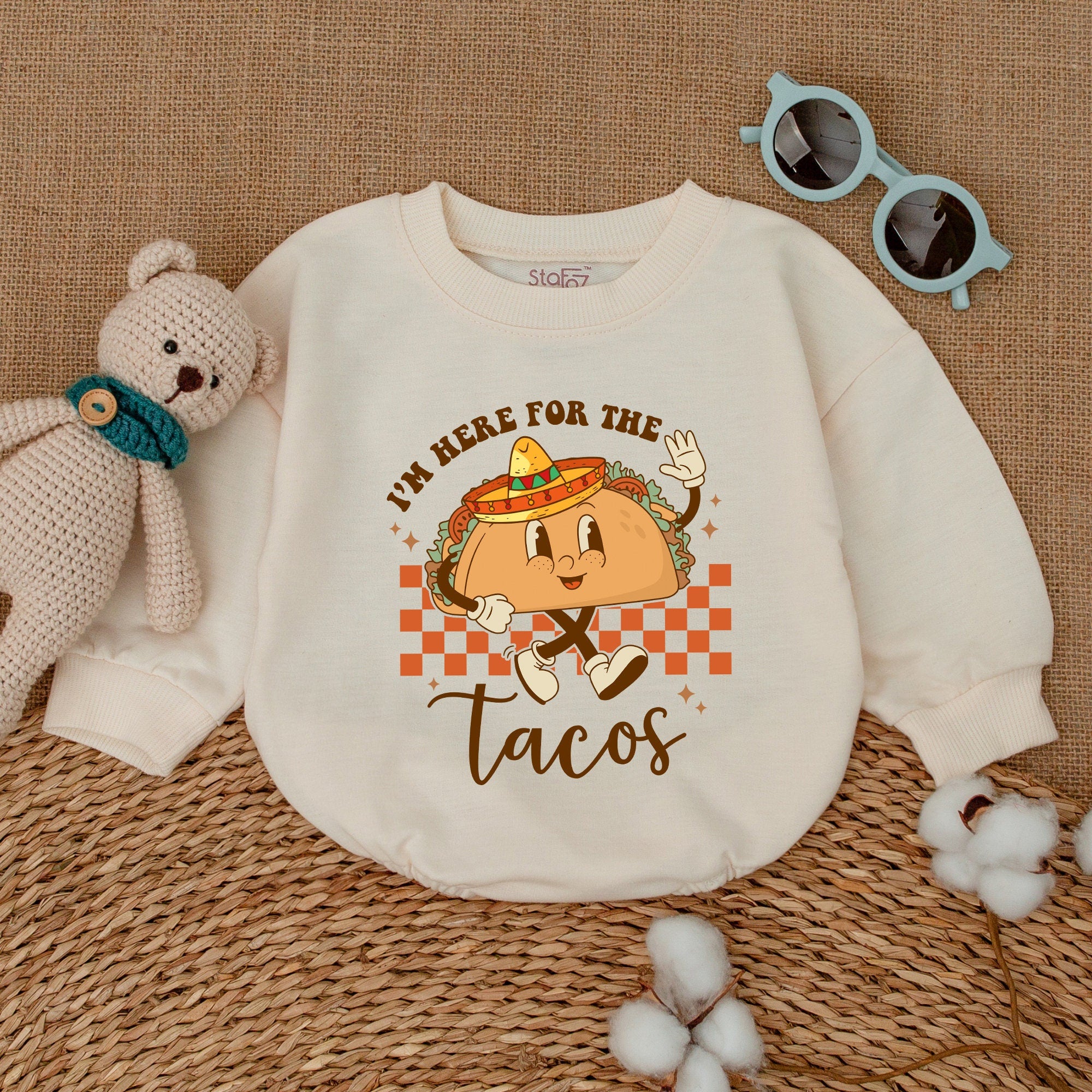I'm Here for the Tacos Baby Romper Cinco De Mayo Outfit Newborn Infant Boy Clothing Colorful Sombrero Fiesta Design Soft Comfortable