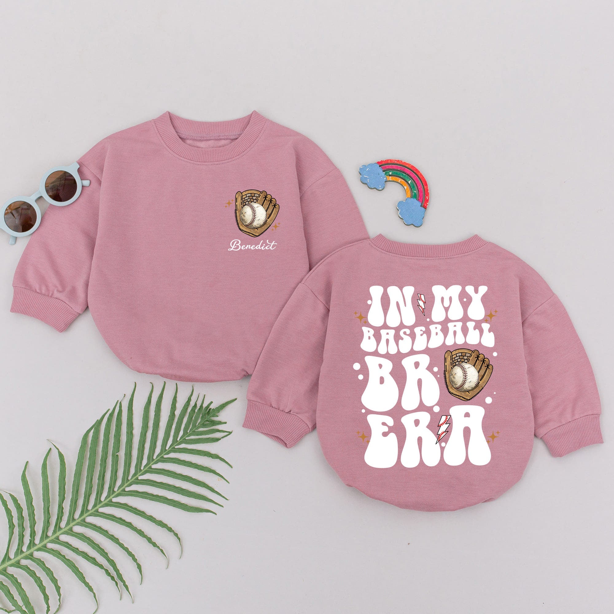 Retro Baseball Bro Era Romper for Boys with Custom Name