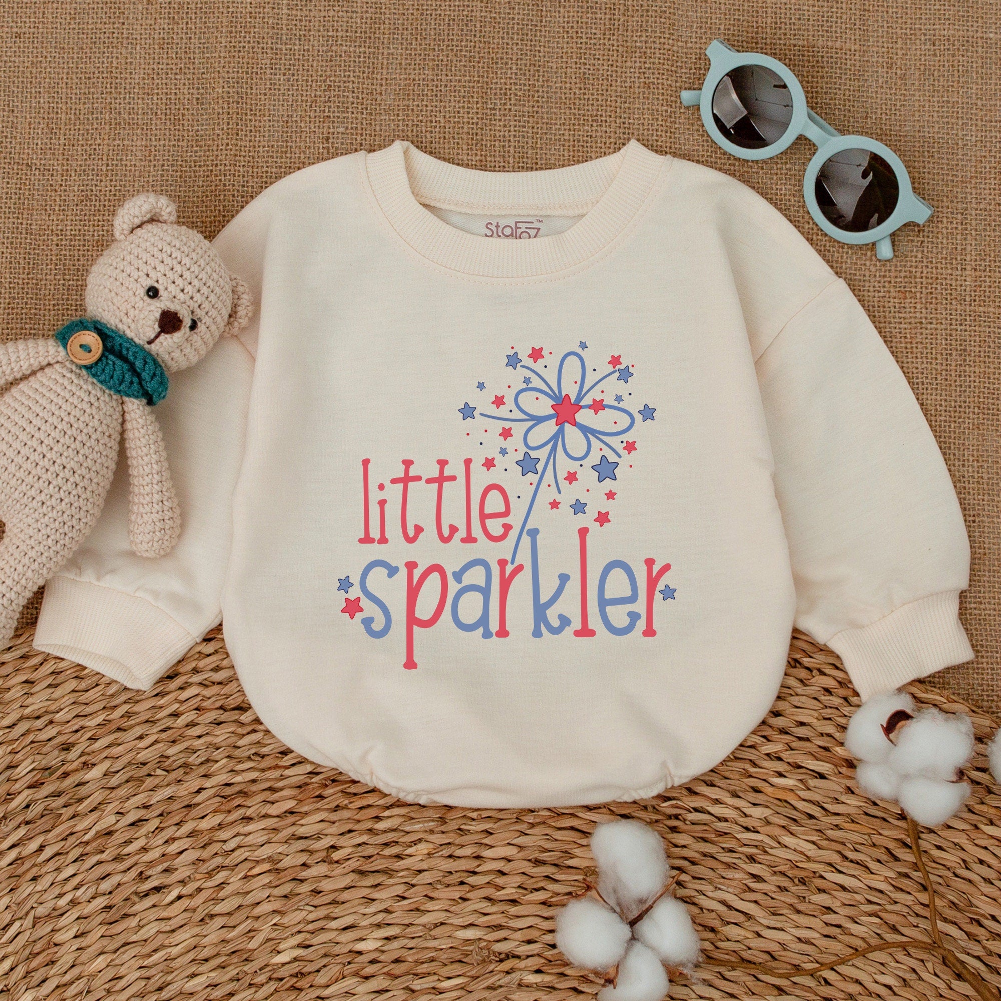 Little Sparkler Baby Romper 4th of July Firecracker Bodysuit Newborn Patriotic Outfit Cotton Comfy Infant Gift Personalized Holiday Clothes