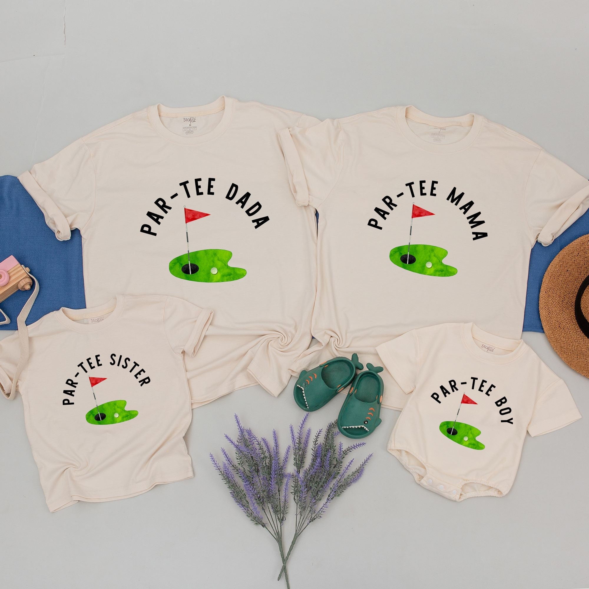 Golf First Birthday Outfit Personalized Par-Tee Crew Shirt for Baby Toddler Boy Soft Cotton Hole in One Dad Family Matching Birthday