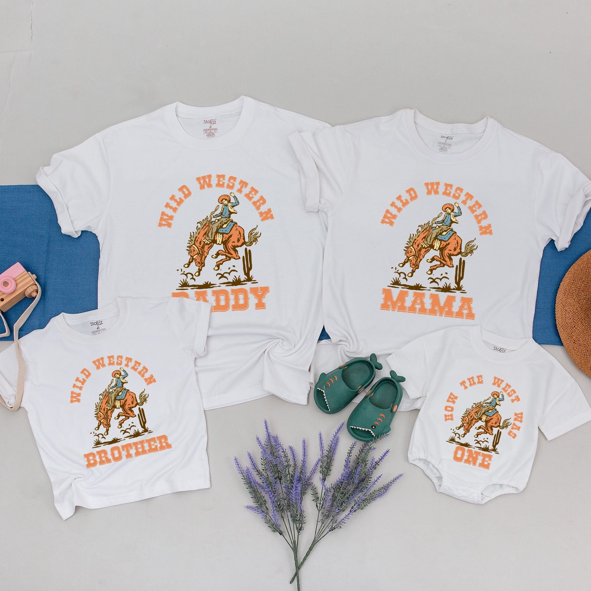 Wild Western Cowboy 1st Birthday Outfit Personalized Family Tee Desert Design
