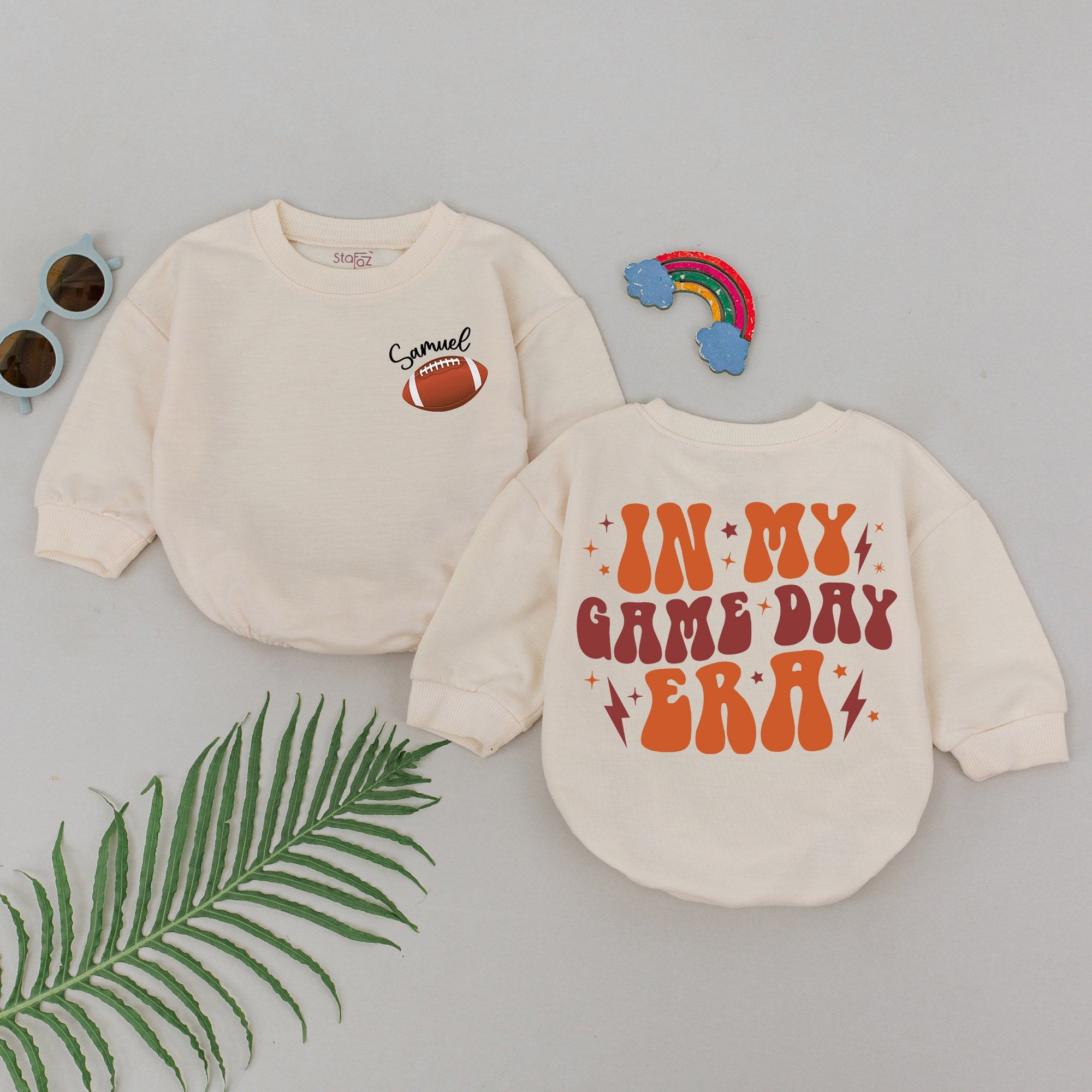 Custom Name Retro Football Romper - Personalized Game Day Outfit