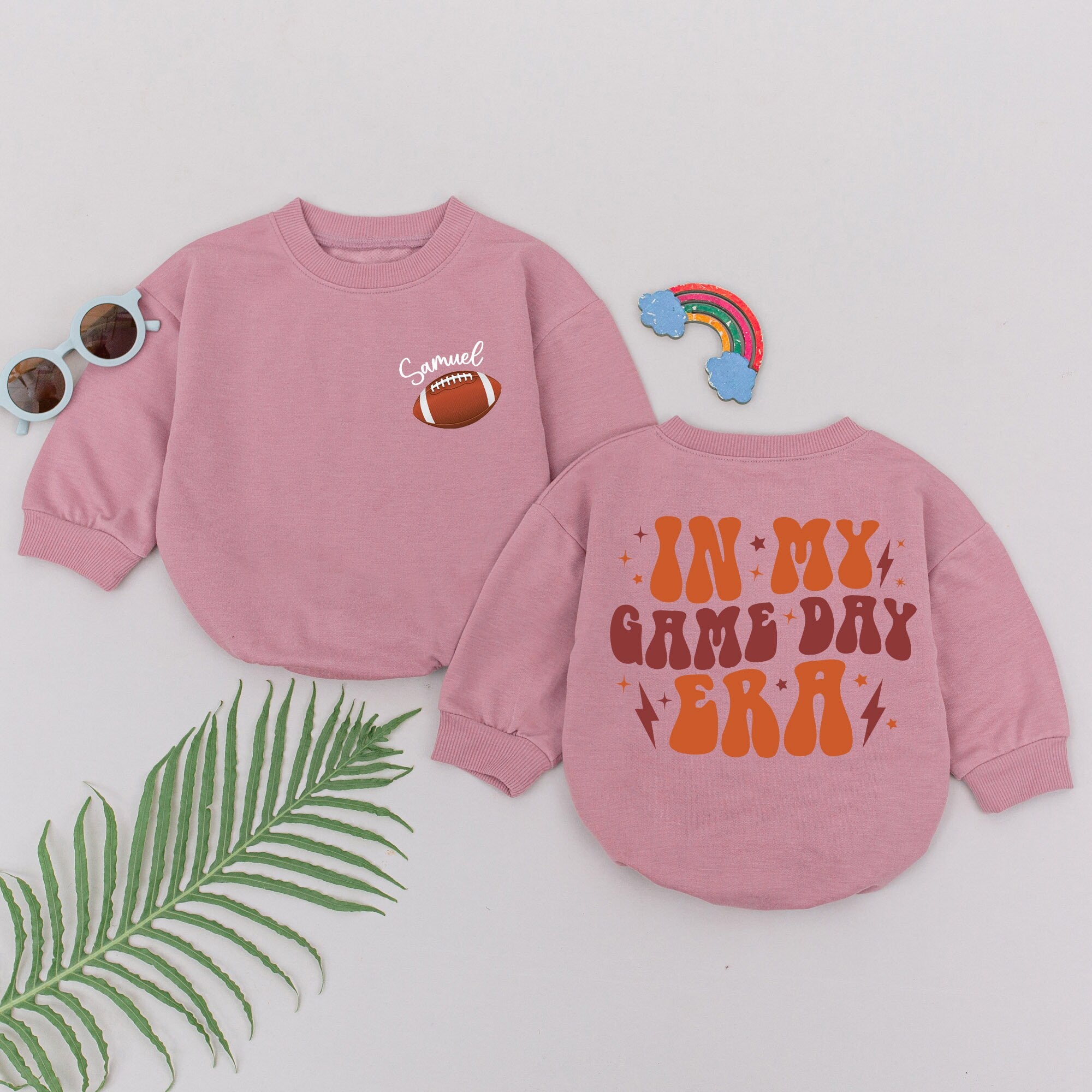 Custom Name Retro Football Romper - Personalized Game Day Outfit