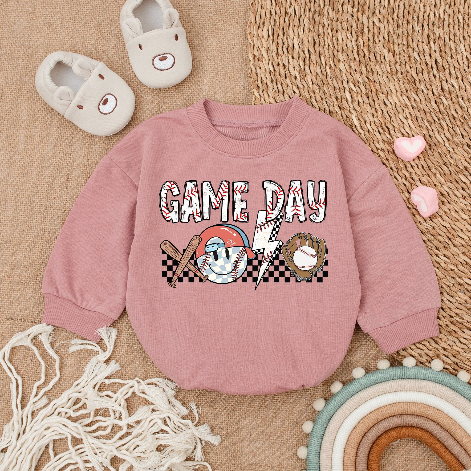Game Day Baseball Vibes Baby Romper Playful Outfit Soft Cotton Infant Clothes Fun Design Newborn Party Casual Wear