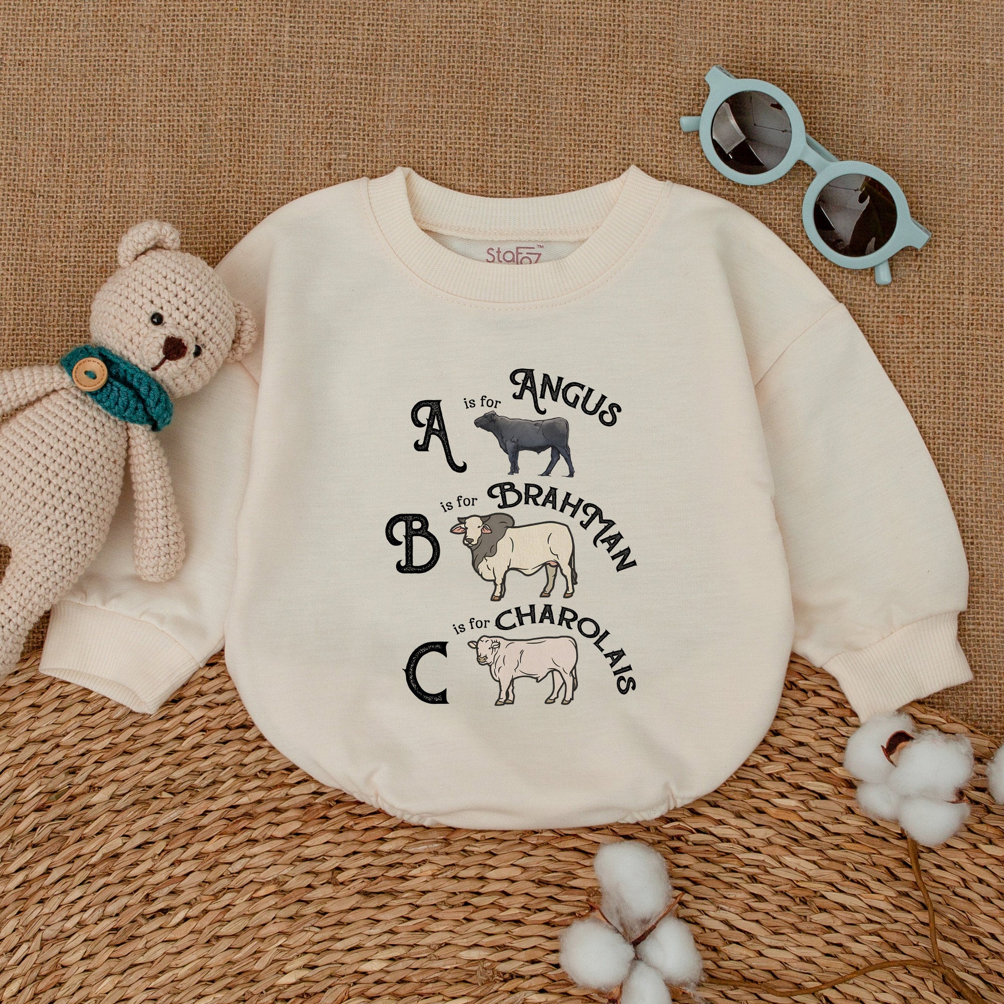 Charming Cow Alphabet Romper - Perfect Western Baby Gift