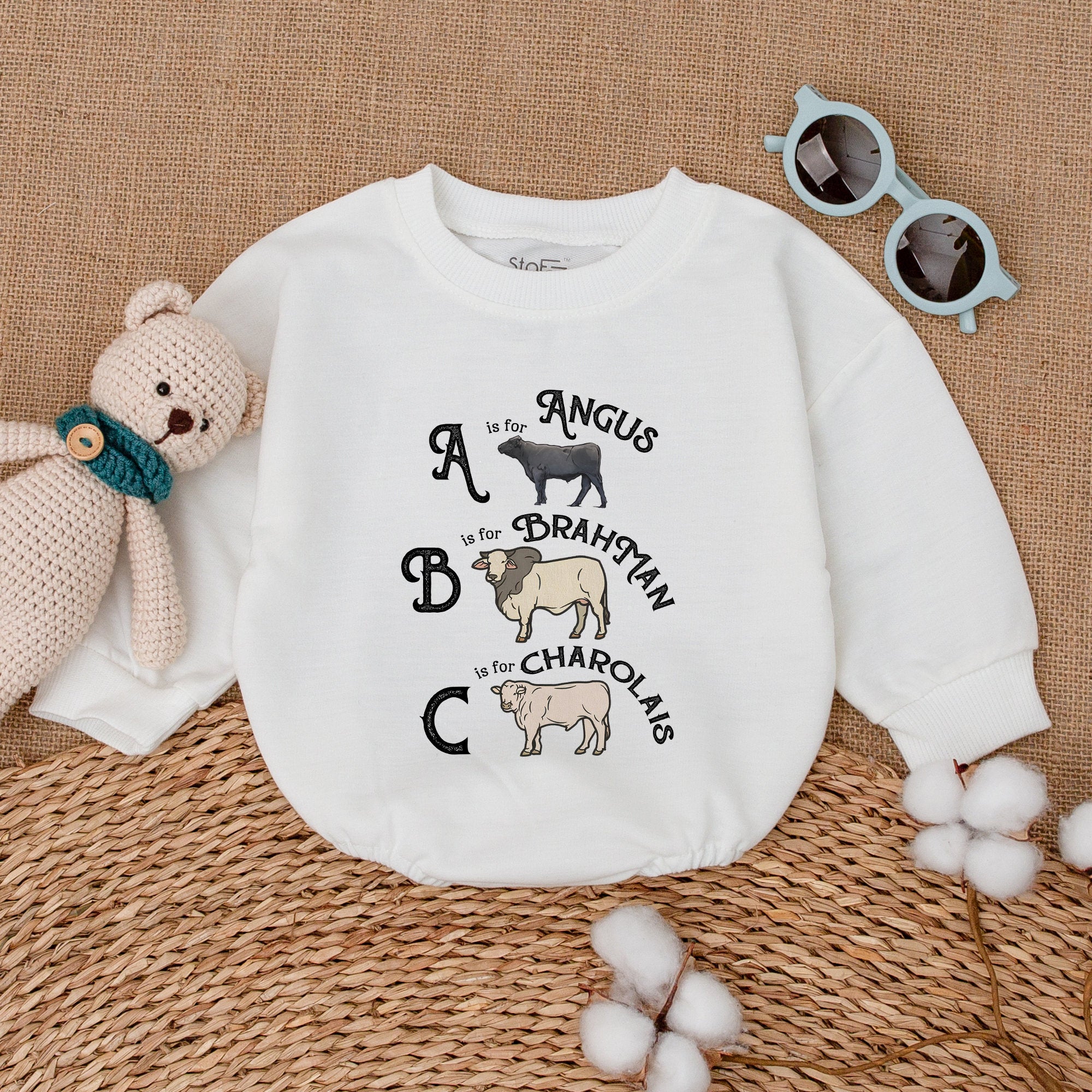 Charming Cow Alphabet Romper - Perfect Western Baby Gift