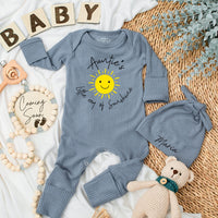 Auntie's Little Ray of Sunshine Baby Bodysuit and Hat Set Newborn Gift Cotton Long Sleeve Outfit Personalized Name Option