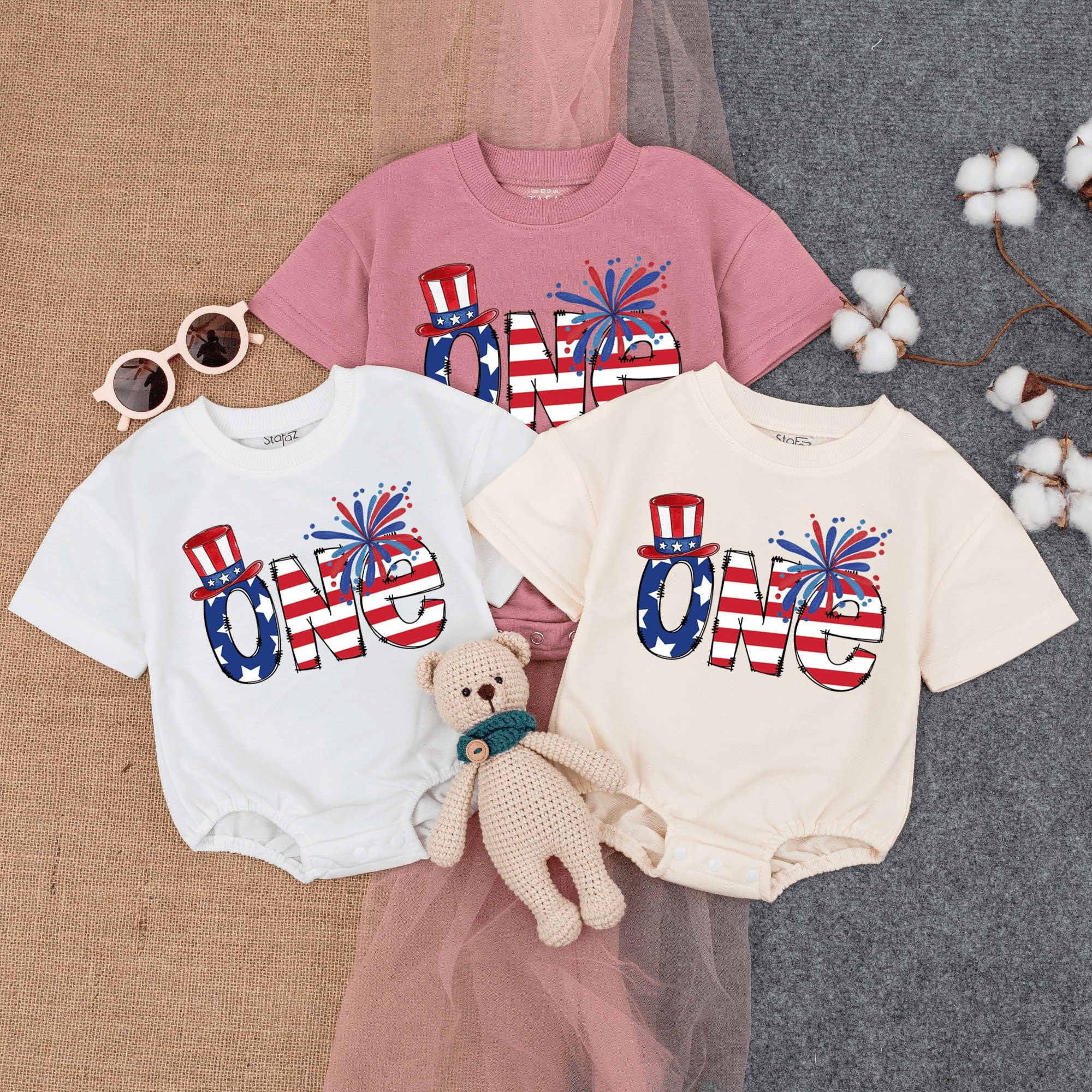 Patriotic 'One' Birthday Romper - Celebrate July 4th with Style!