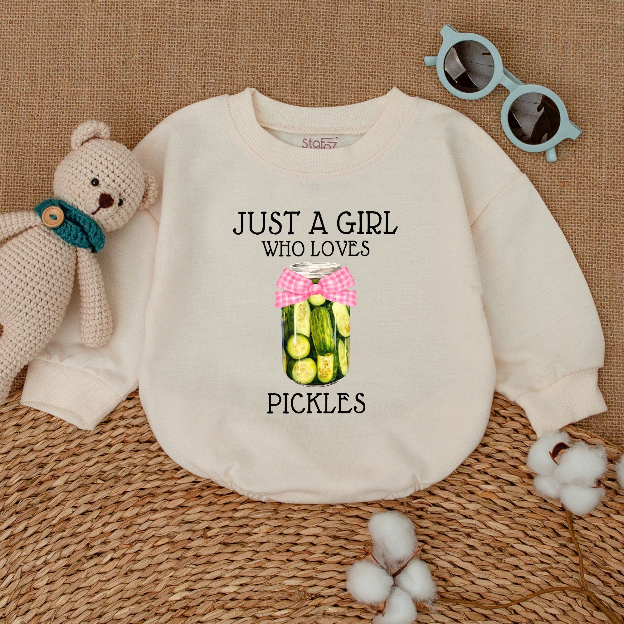 Just A Girl Who Loves Pickles Baby Bodysuit Cute Romper Hipster Vegan Infant Outfit Soft Cotton Funny Design Perfect Gift