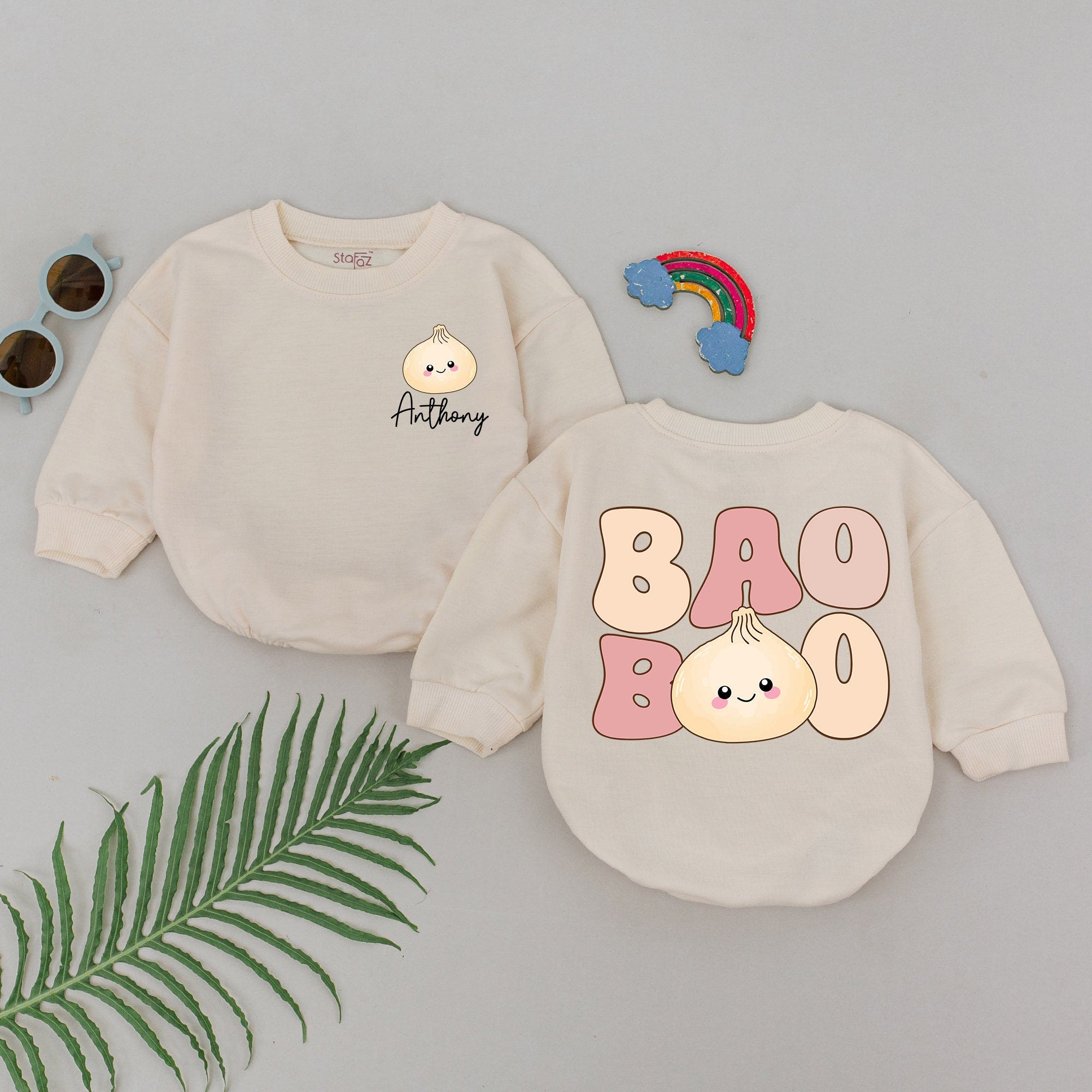 Custom Baby Bao Romper with Name - Family Matching Twinning Outfit