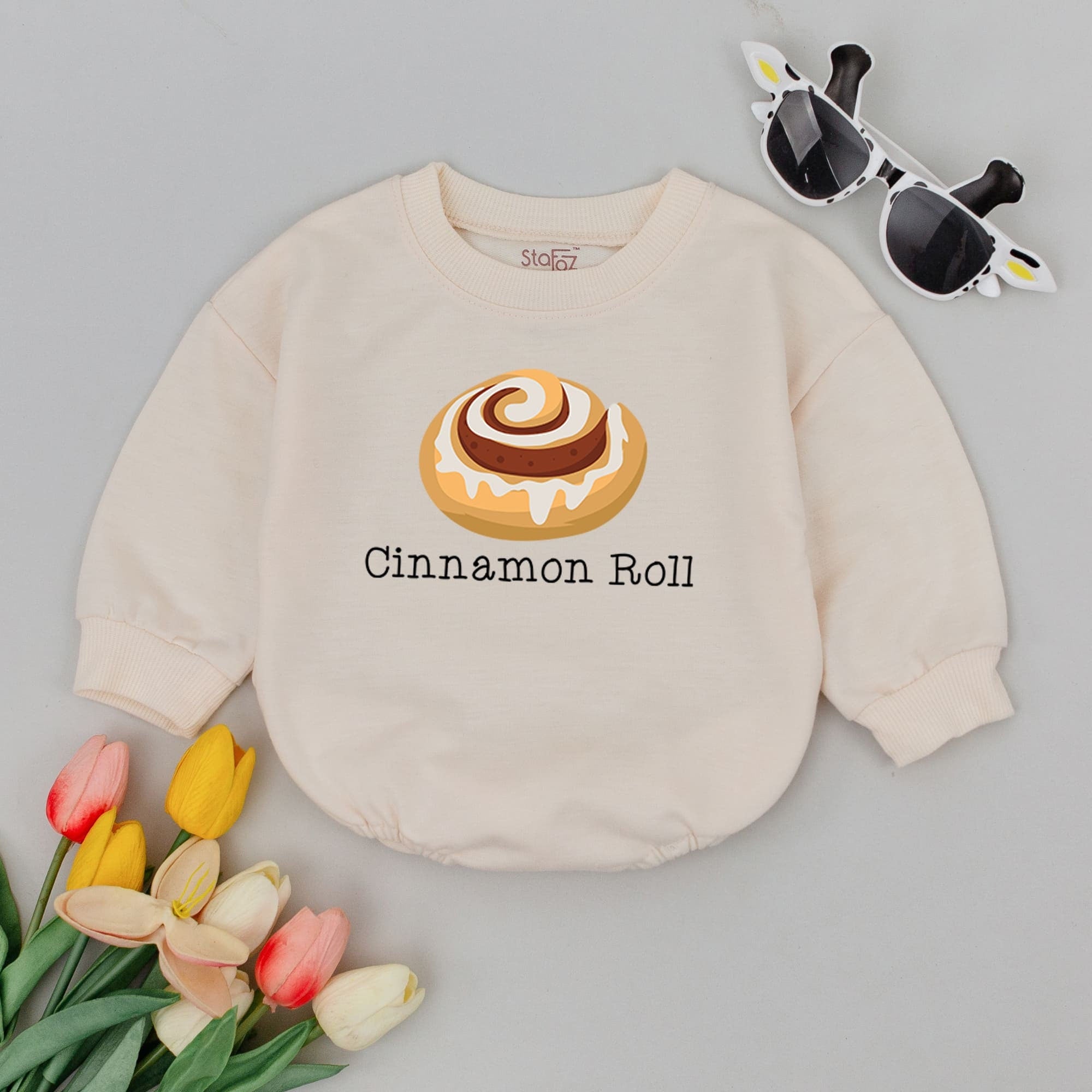 Cinnamon Roll Baby Bodysuit Unisex Minimalist Outfit Soft Cotton Romper Food Design Infant Clothes Playful Pastry Graphic Newborn Gift