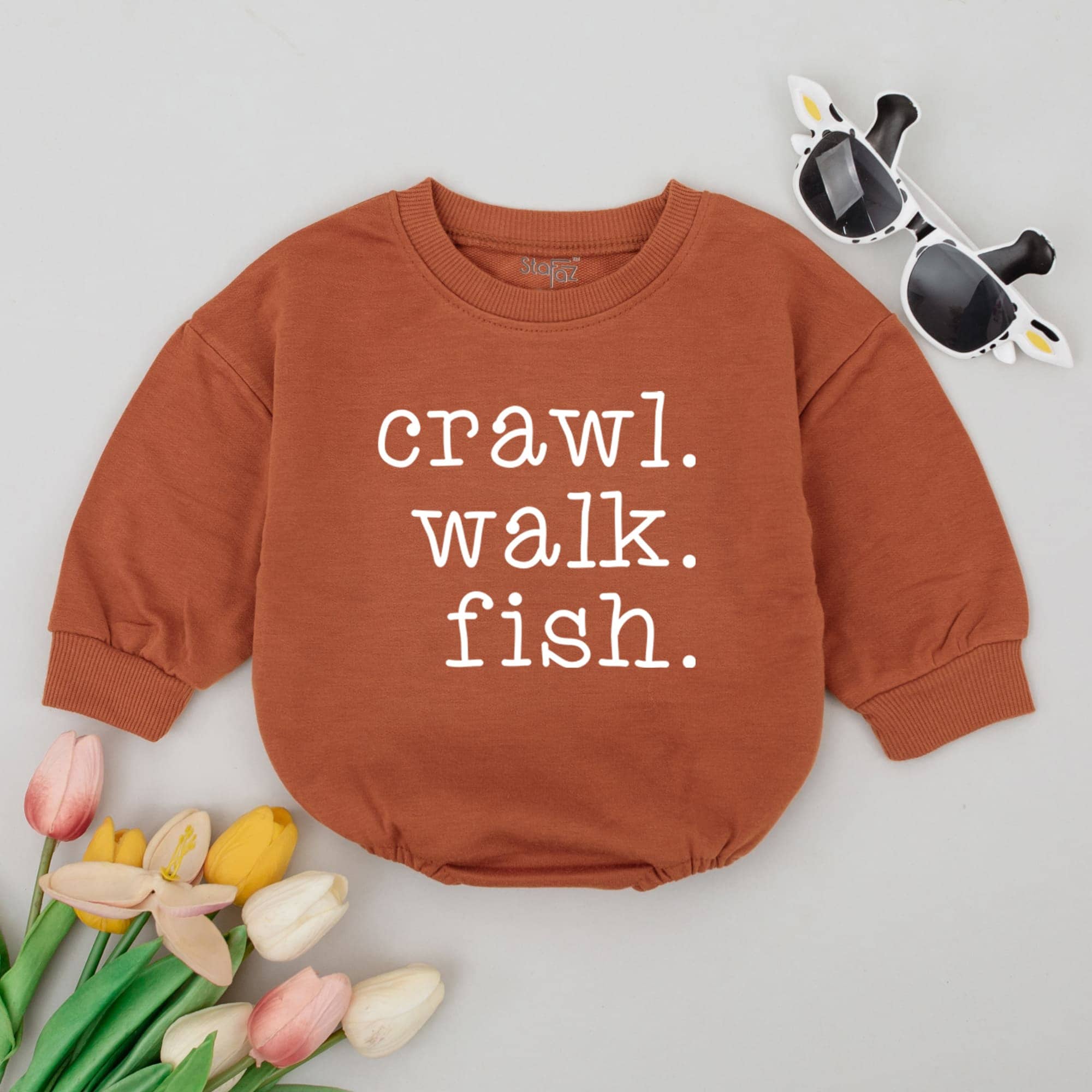 Crawl Walk Fish Romper - Cute Fishing Buddy Outfit