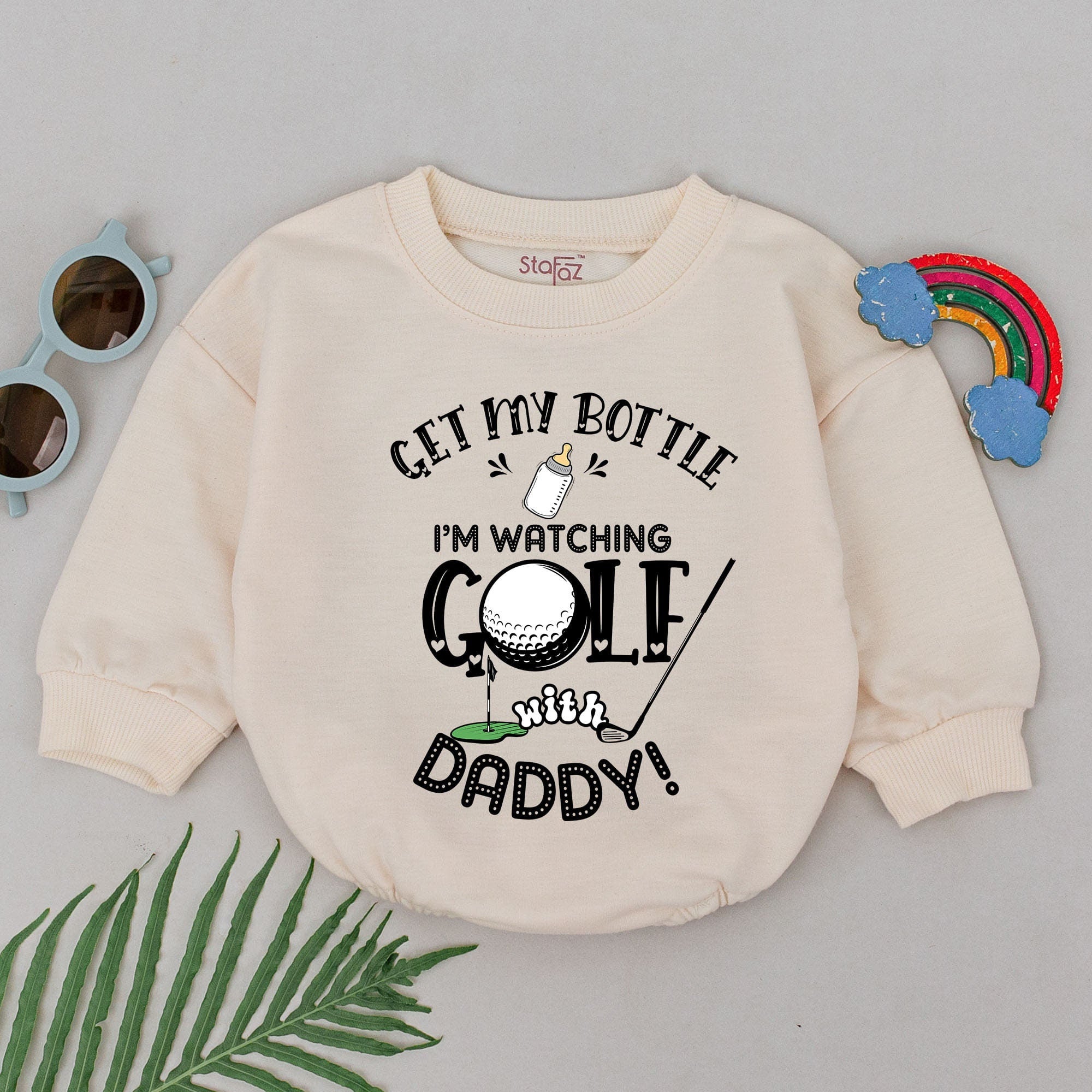 Get My Bottle Golf Romper Baby Boy Outfit Fun Birthday Playful Cotton Father's Day Natural Gift Toddler Infant Comfortable