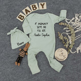 If Mommy Says No I'll Ask Auntie Sophia Custom Baby Bodysuit and Hat Cute Infant Outfit Gift for Newborn Soft Cotton Keepsake