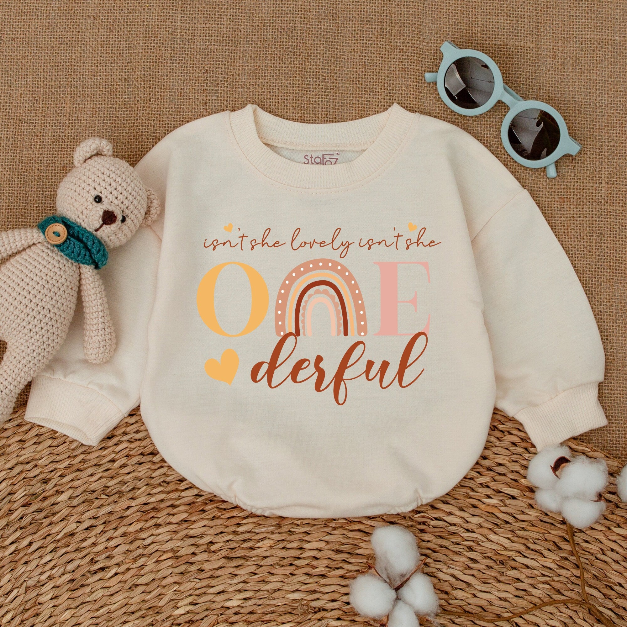 Lovely Onederful 1st Birthday Romper - Boho Rainbow Design