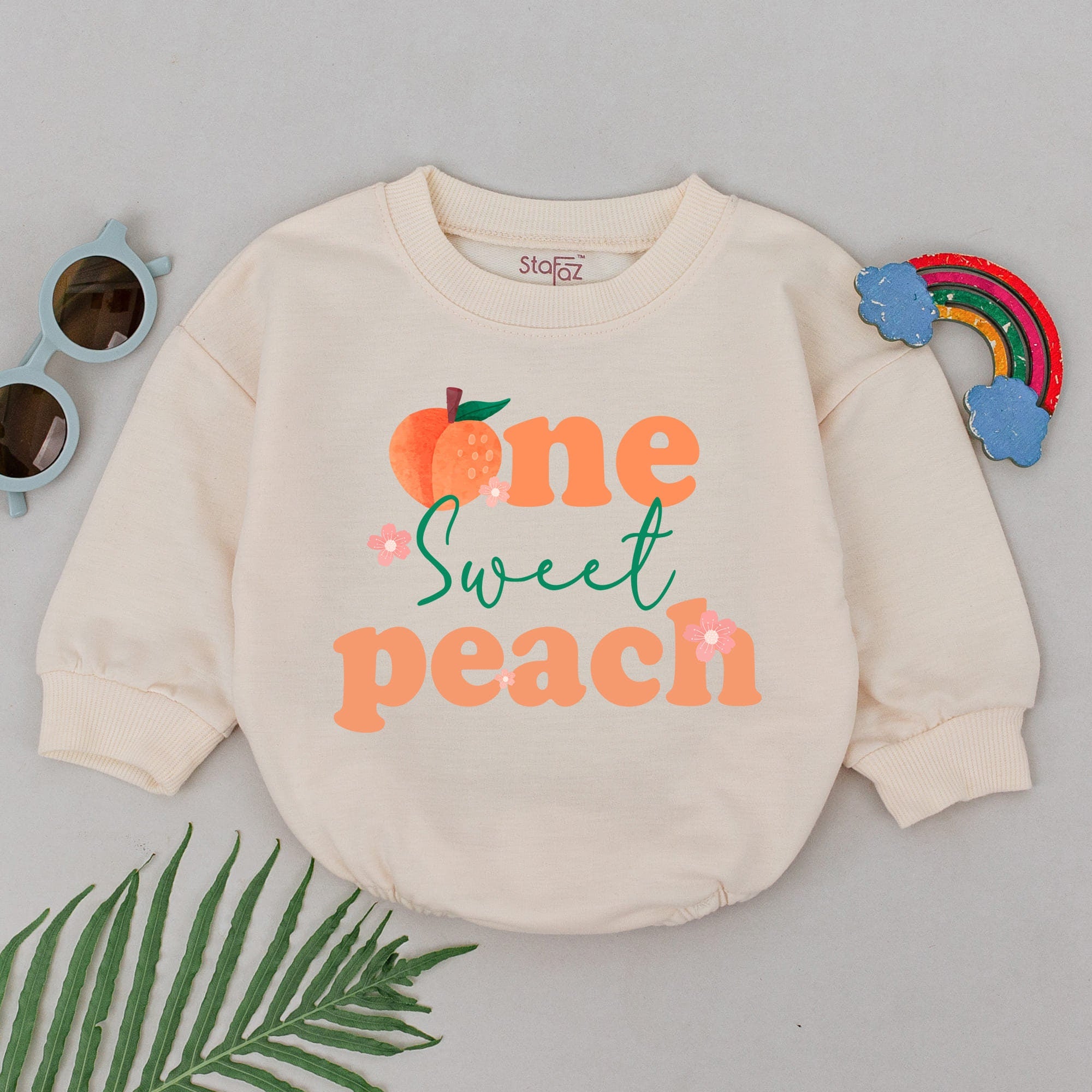 One Sweet Peach Birthday Romper for Baby Girls Playful First Birthday Outfit with Peach Graphic Soft Cotton Bodysuit Perfect Gift