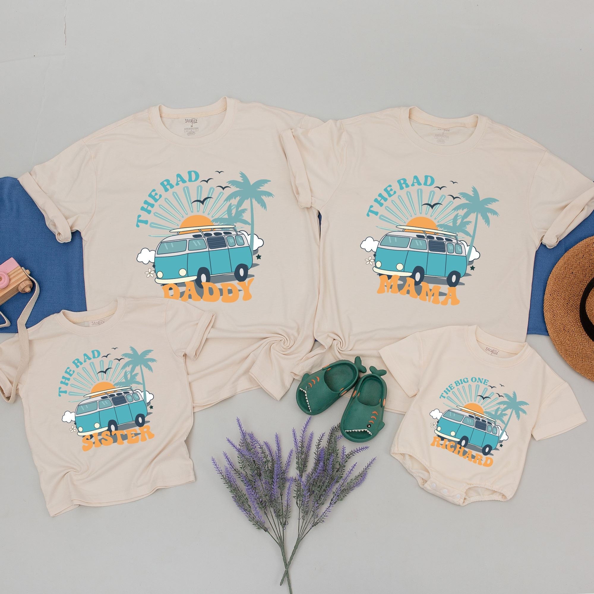 Custom Family Matching Surf Shirts with Name - Personalized Beach Wear