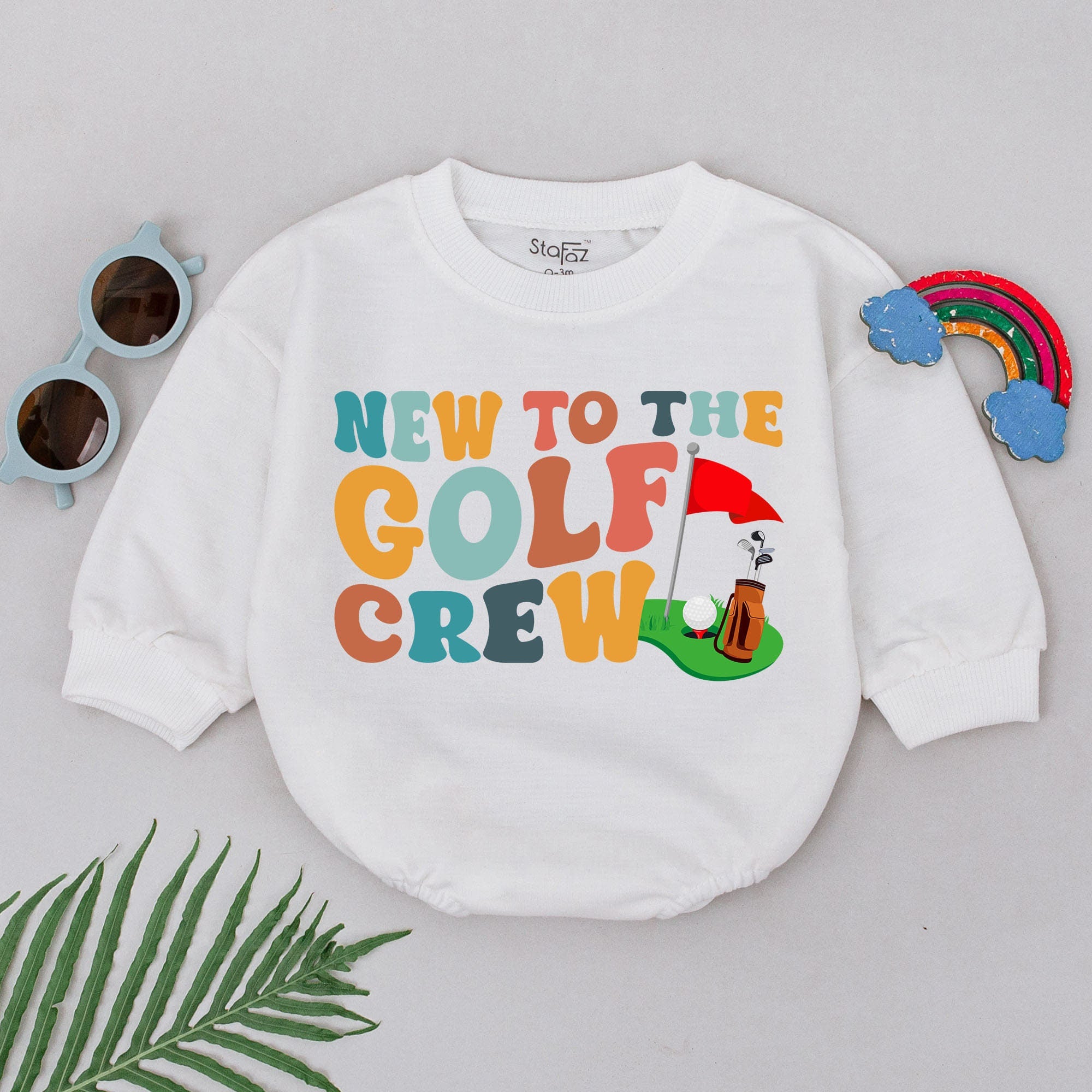 New to the Golf Crew Baby Romper Festive Santa Hat Design Soft Cotton Infant Holiday Outfit Retro Colors Comfortable Playful Wear