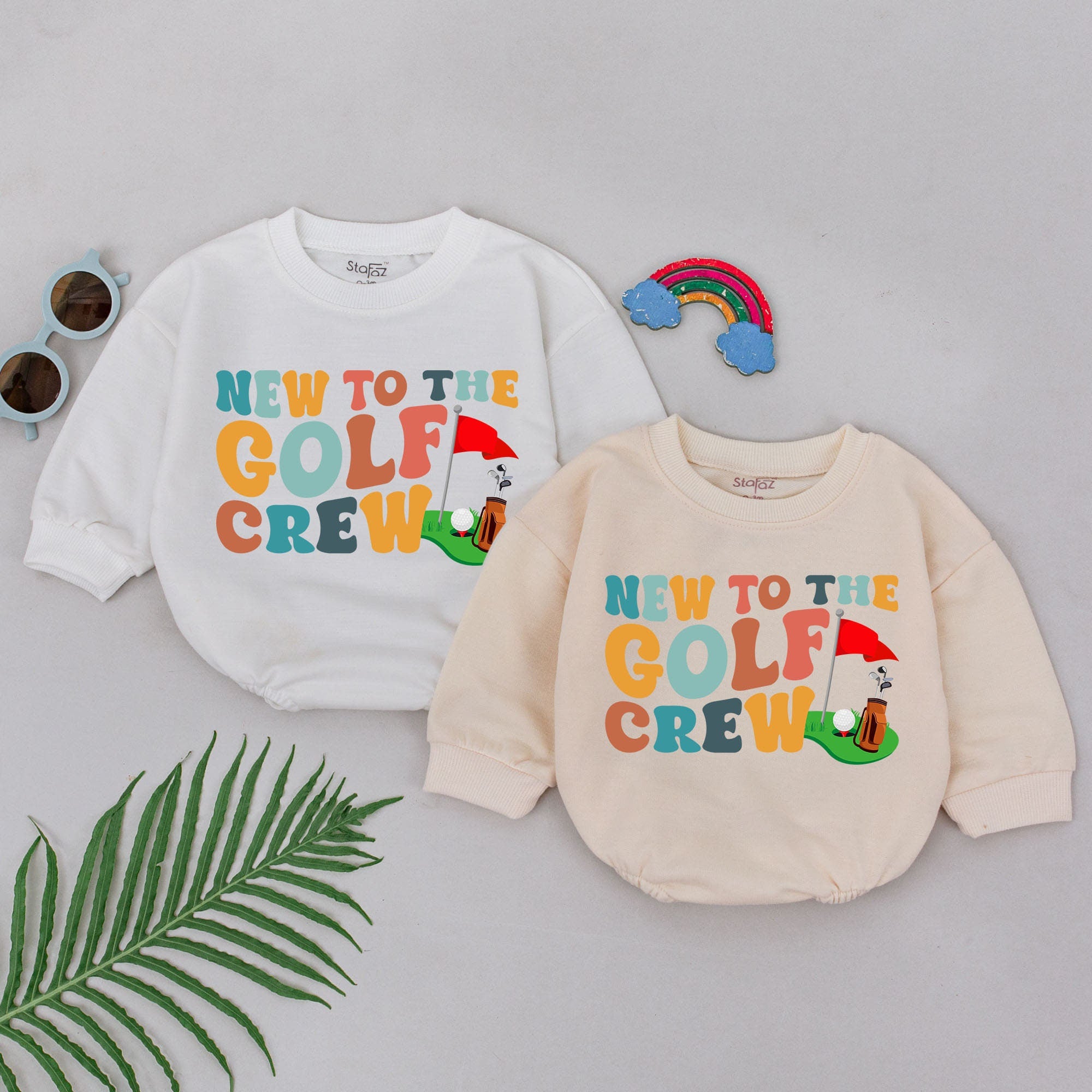 New to the Golf Crew Baby Romper Festive Santa Hat Design Soft Cotton Infant Holiday Outfit Retro Colors Comfortable Playful Wear