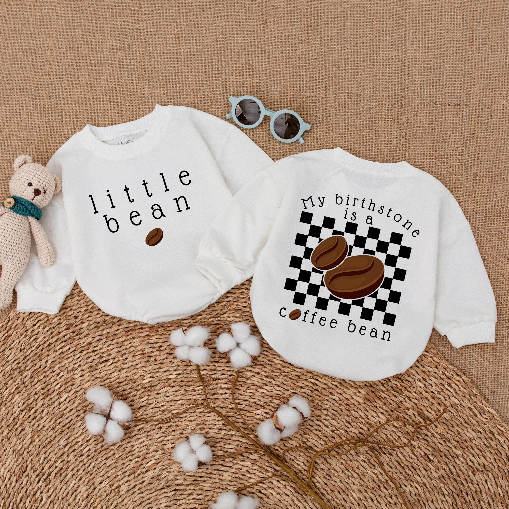 Little Bean Coffee Baby Bodysuit - Newborn Unisex Outfit