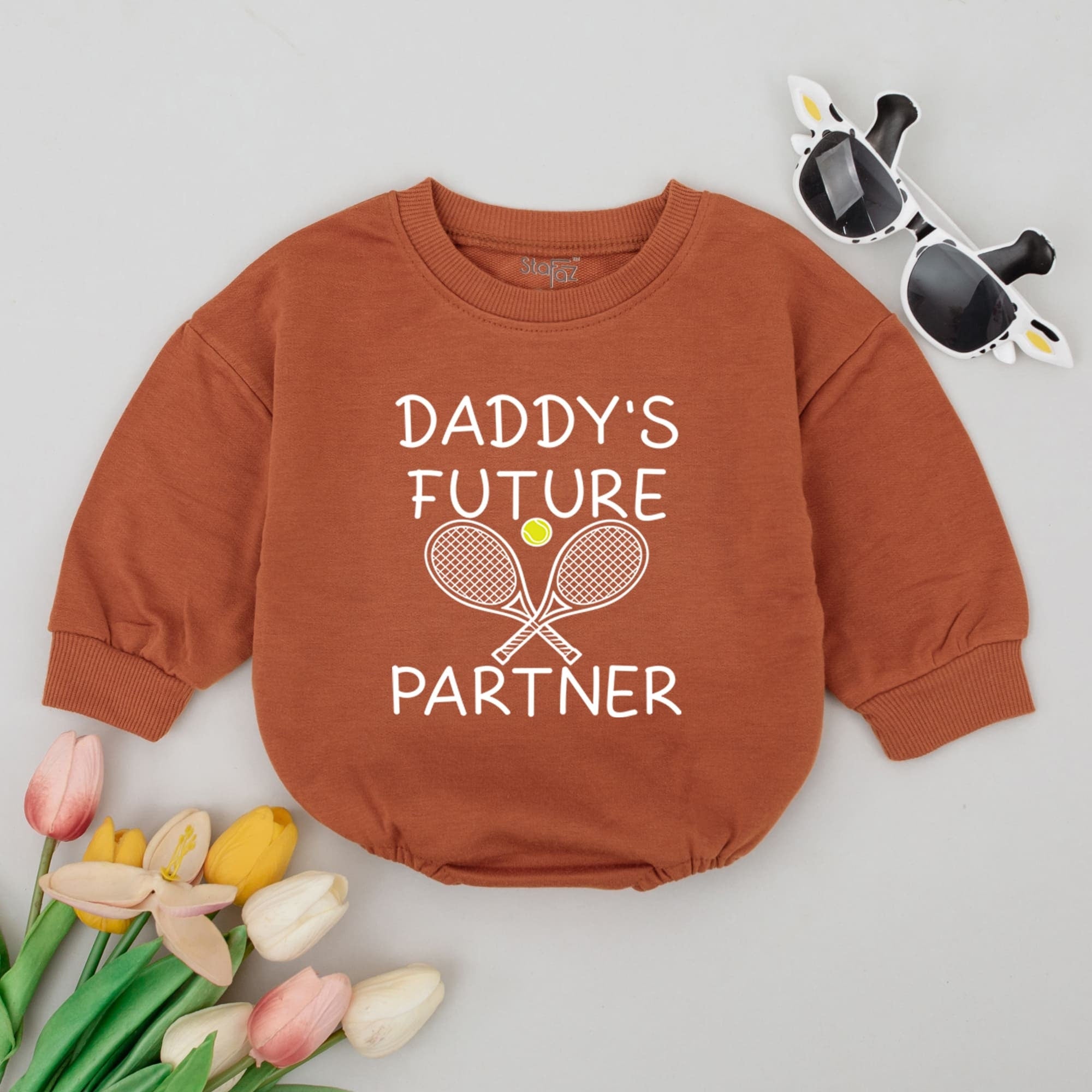 Daddy's Future Tennis Partner Baby Romper Soft Cotton Sports Bodysuit Fun Tennis Themed Outfit for Infant Boy or Girl Casual Gift