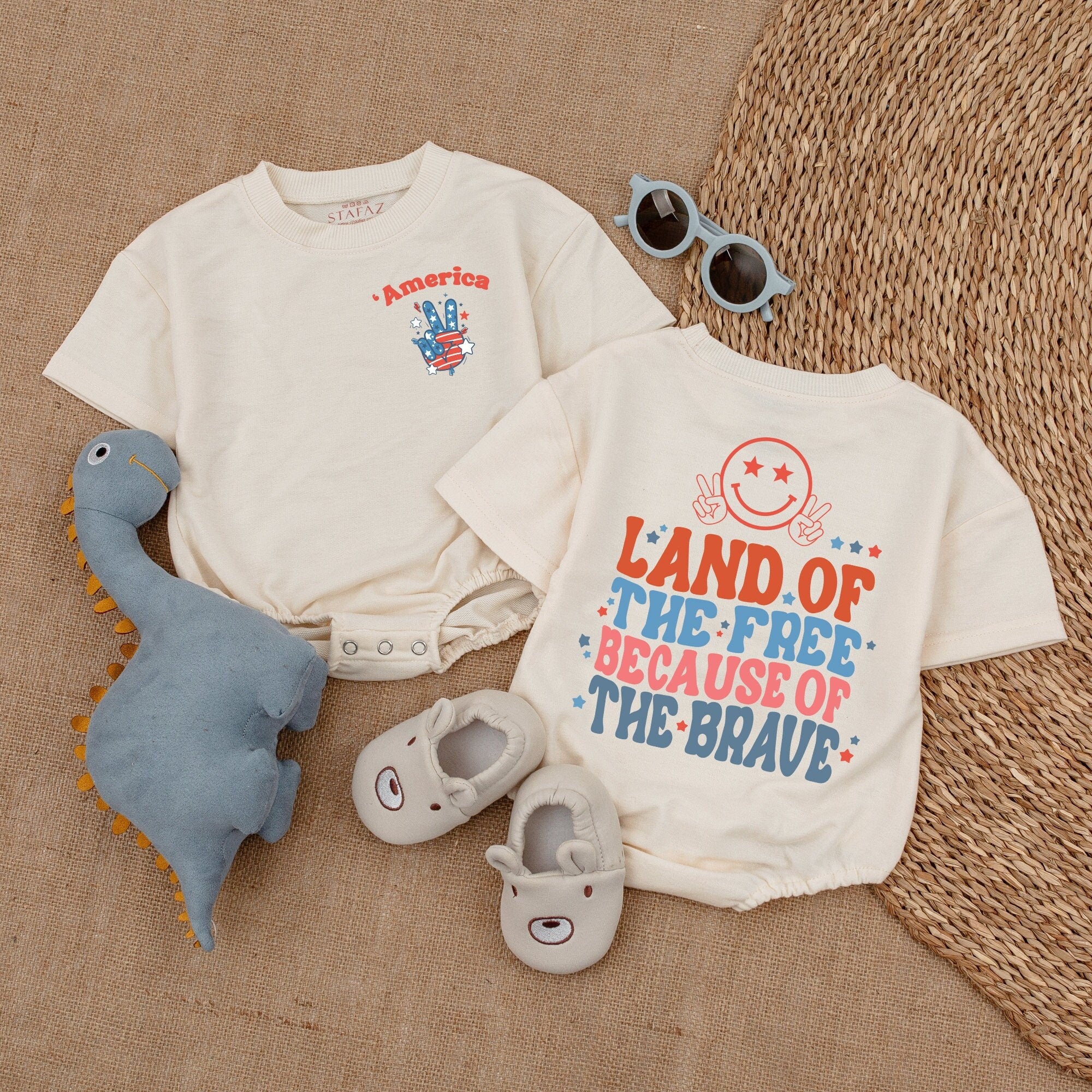 Patriotic Retro Bubble Romper - Baby's 4th of July Outfit