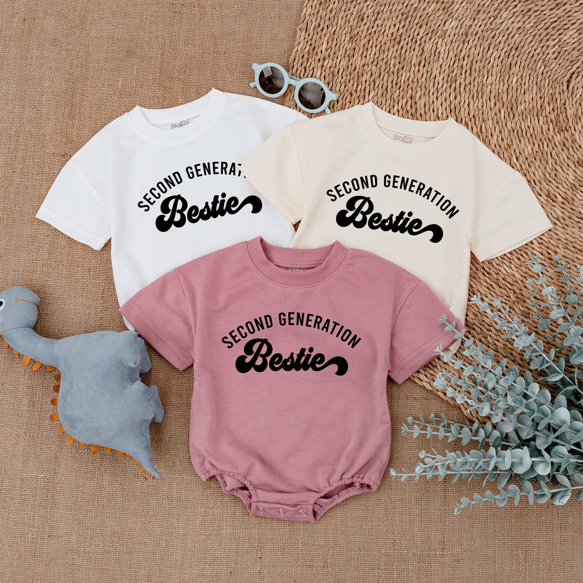 Second Generation Besties Baby Romper Soft Cotton Outfit Perfect for Baby Showers Birthday Gifts Comfortable Playful Typography Design