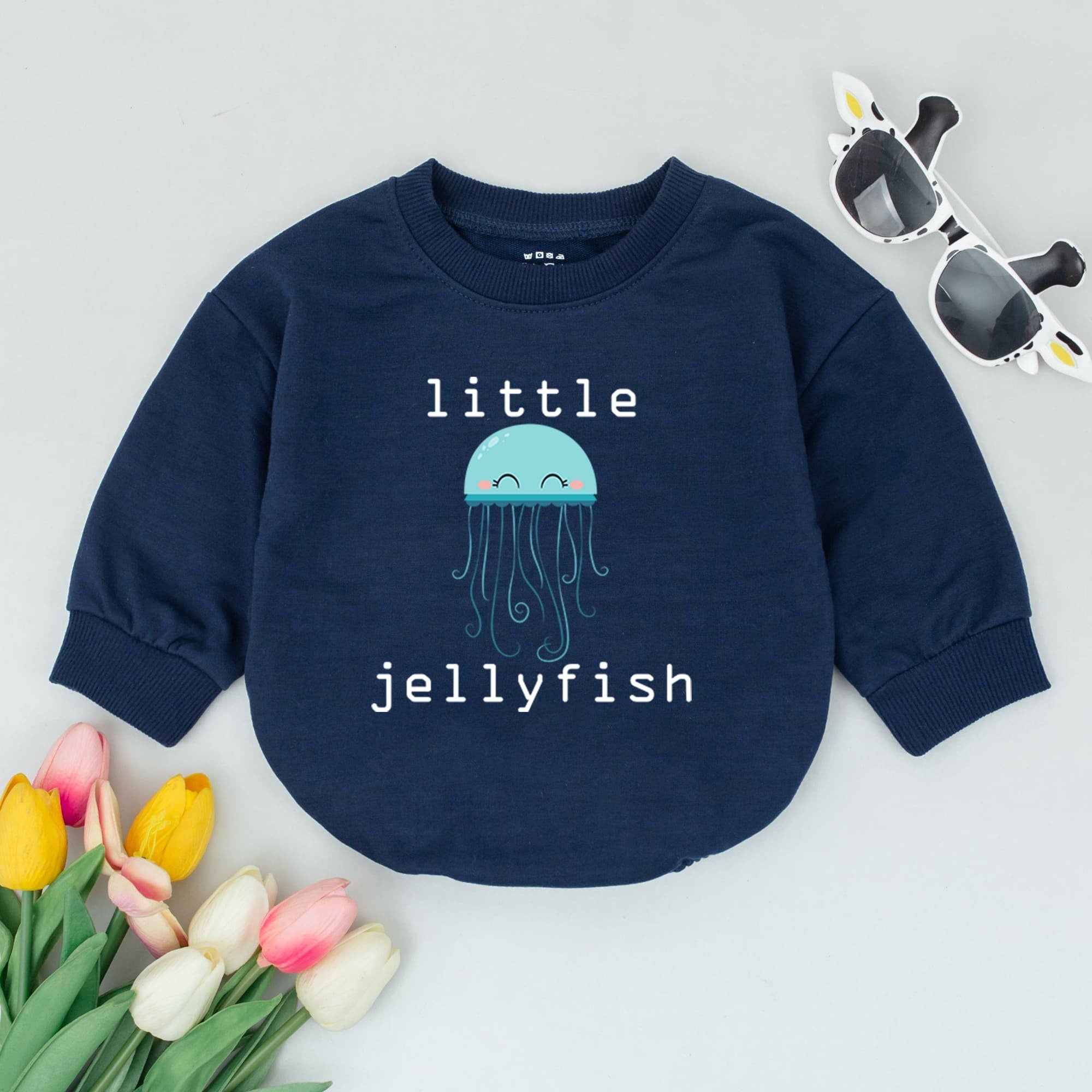 Little Jellyfish Baby Romper Unisex Infant Outfit Soft Blue Minimalist Design Comfortable Gender Neutral Clothes Perfect Baby Shower Gift