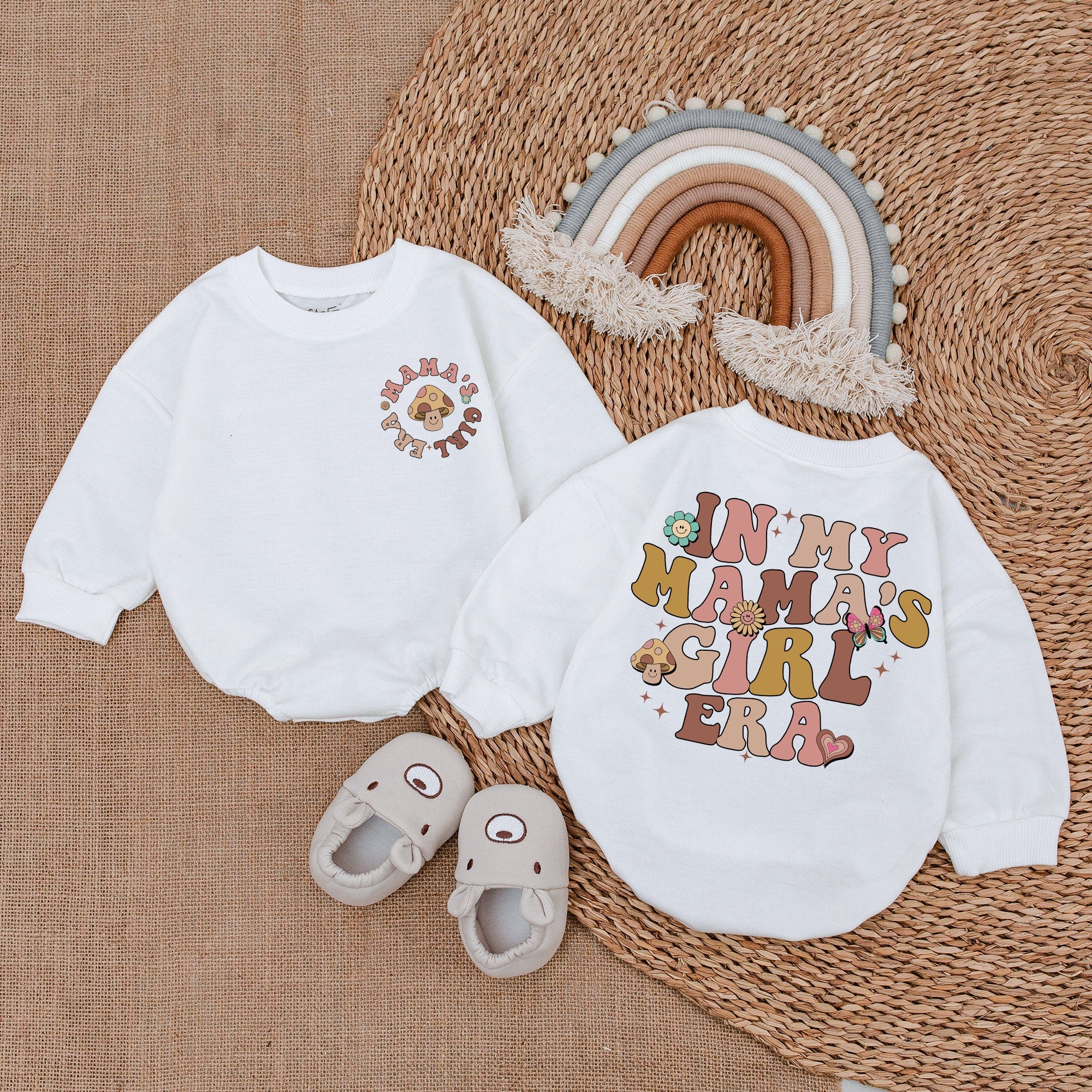 In My Mama's Girl Era Romper with Floral Hearts Baby Girl Outfit Gift for Mother's Day Soft Pastel Mommy and Me Style Comfortable Cotton