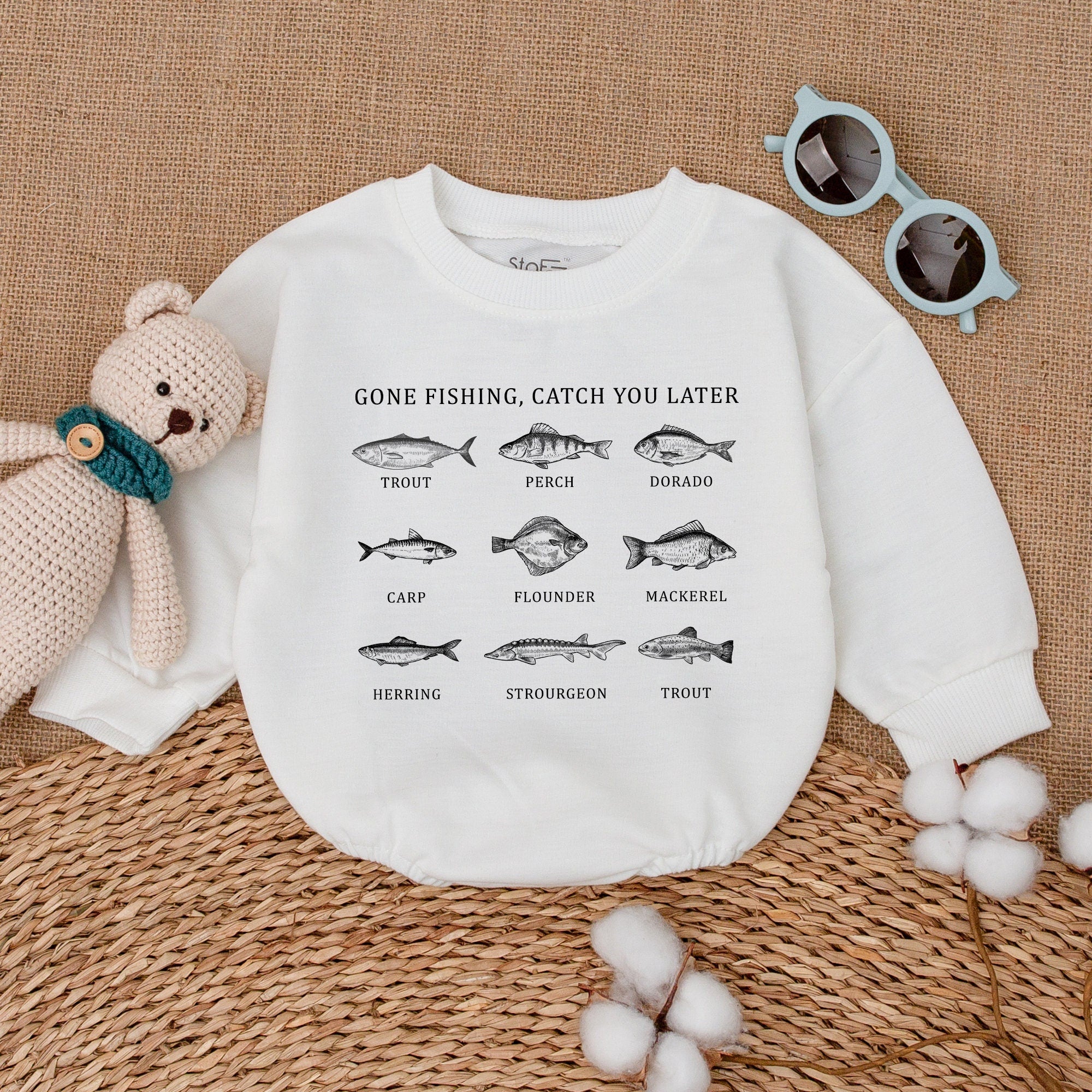 Gone Fishing Catch You Later Baby Romper Cute Fish Design Newborn Outfit Soft Cotton Playful Fishing-Themed Bodysuit Gift for Infant