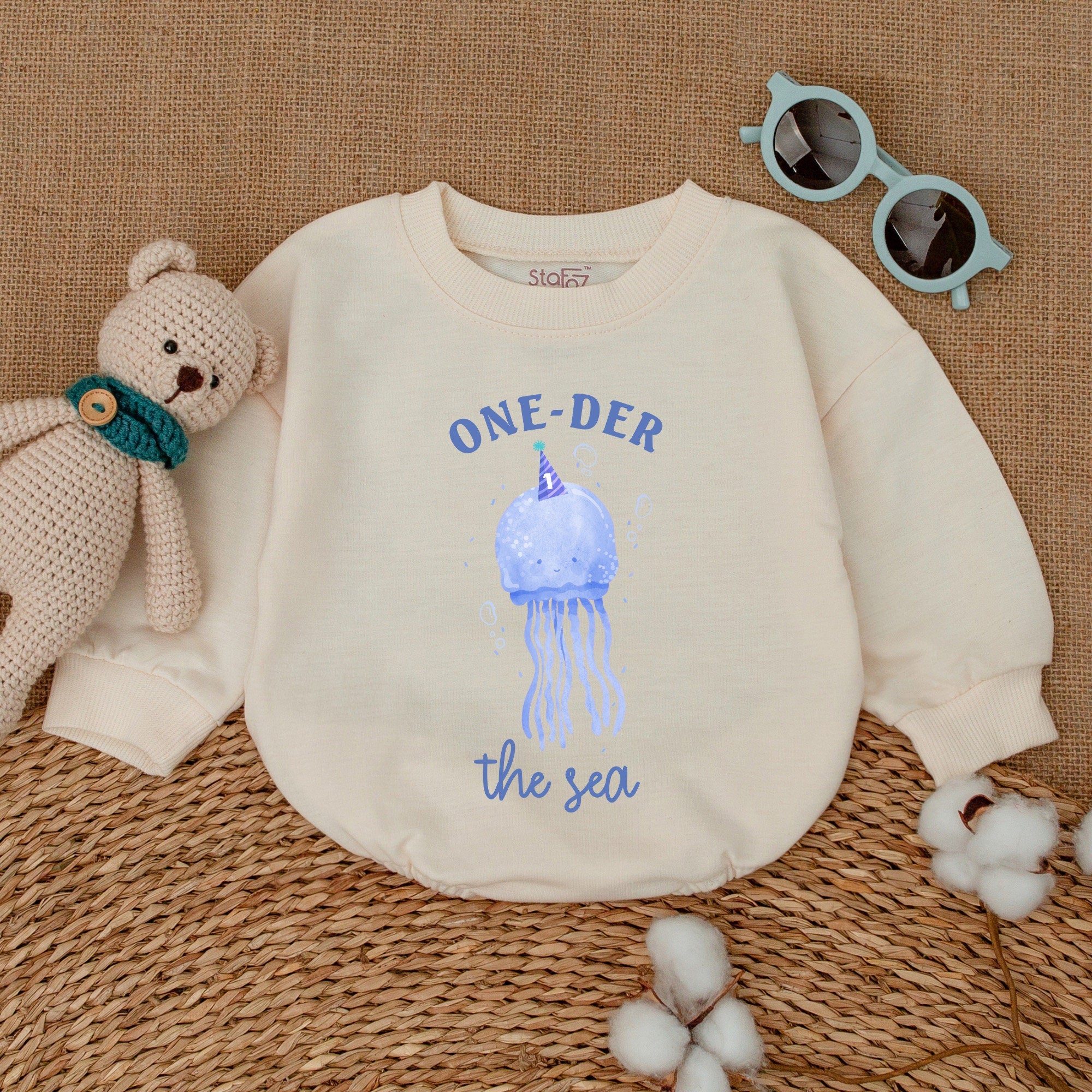 Jellyfish One-Der The Sea Romper Birthday Outfit Baby Ocean Theme Party First Celebration Soft Cotton Playful Design Infant Clothes
