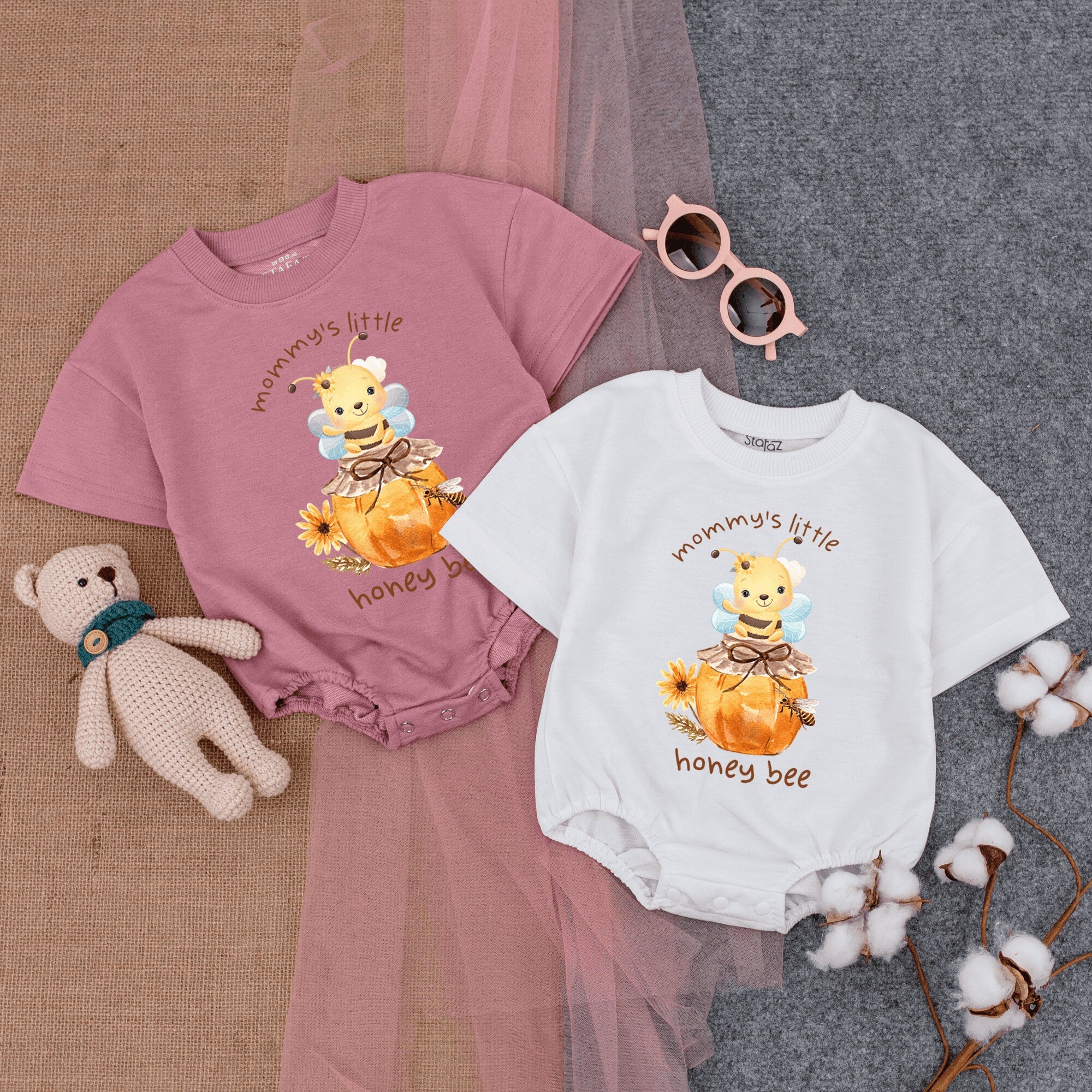 Mommy's Little Honey Bee Baby Romper Cute Cartoon Bee Design Infant Outfit Soft Cotton Birthday Gift Playful Nature Theme