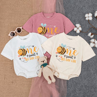 One Sweet Bee-day Girl Baby Romper with Honey Bee Graphic, Custom First Birthday Outfit, Soft Cotton Bodysuit for Summer Baby Gifts