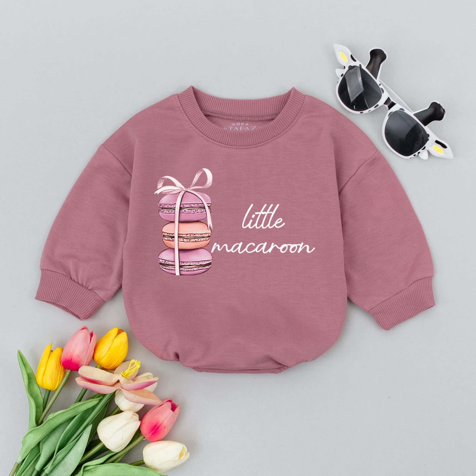 Little Macaroon Baby Romper with Cute Food Design