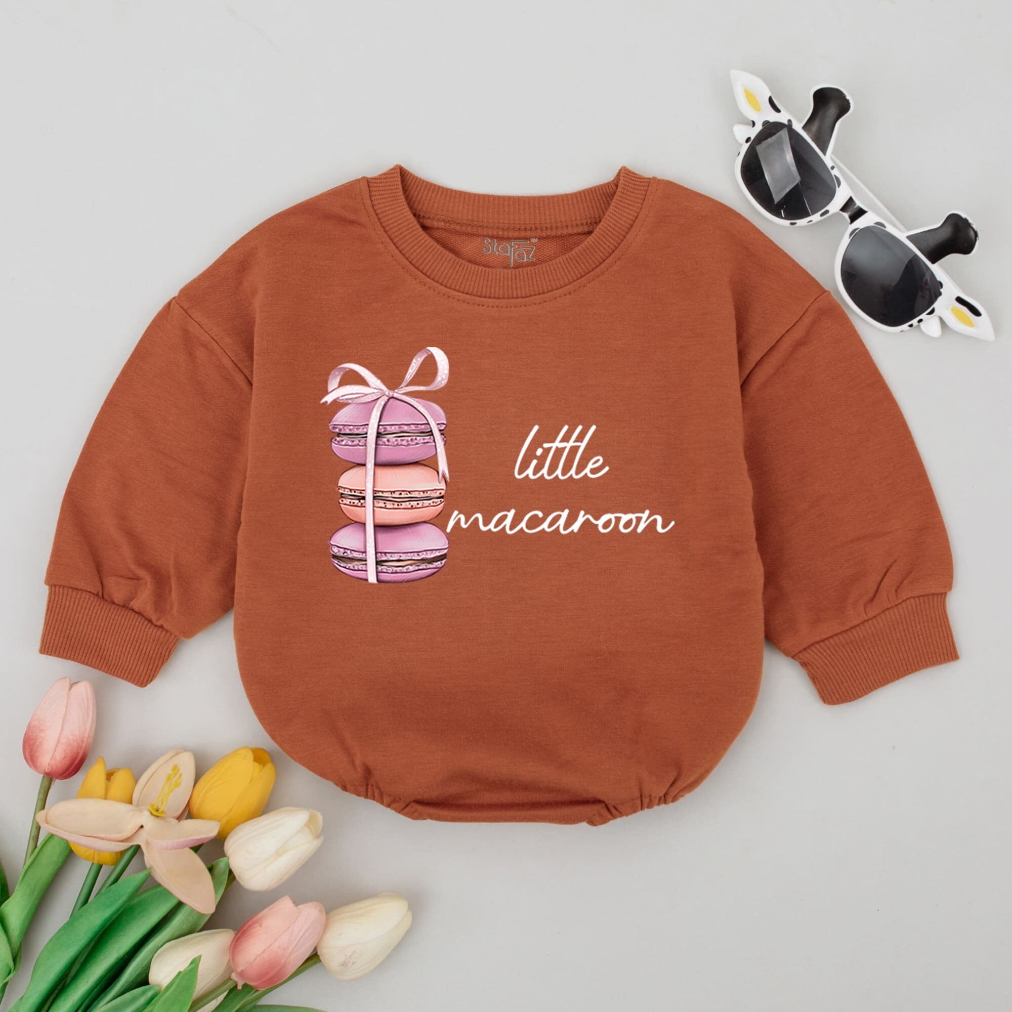 Little Macaroon Baby Romper with Cute Food Design
