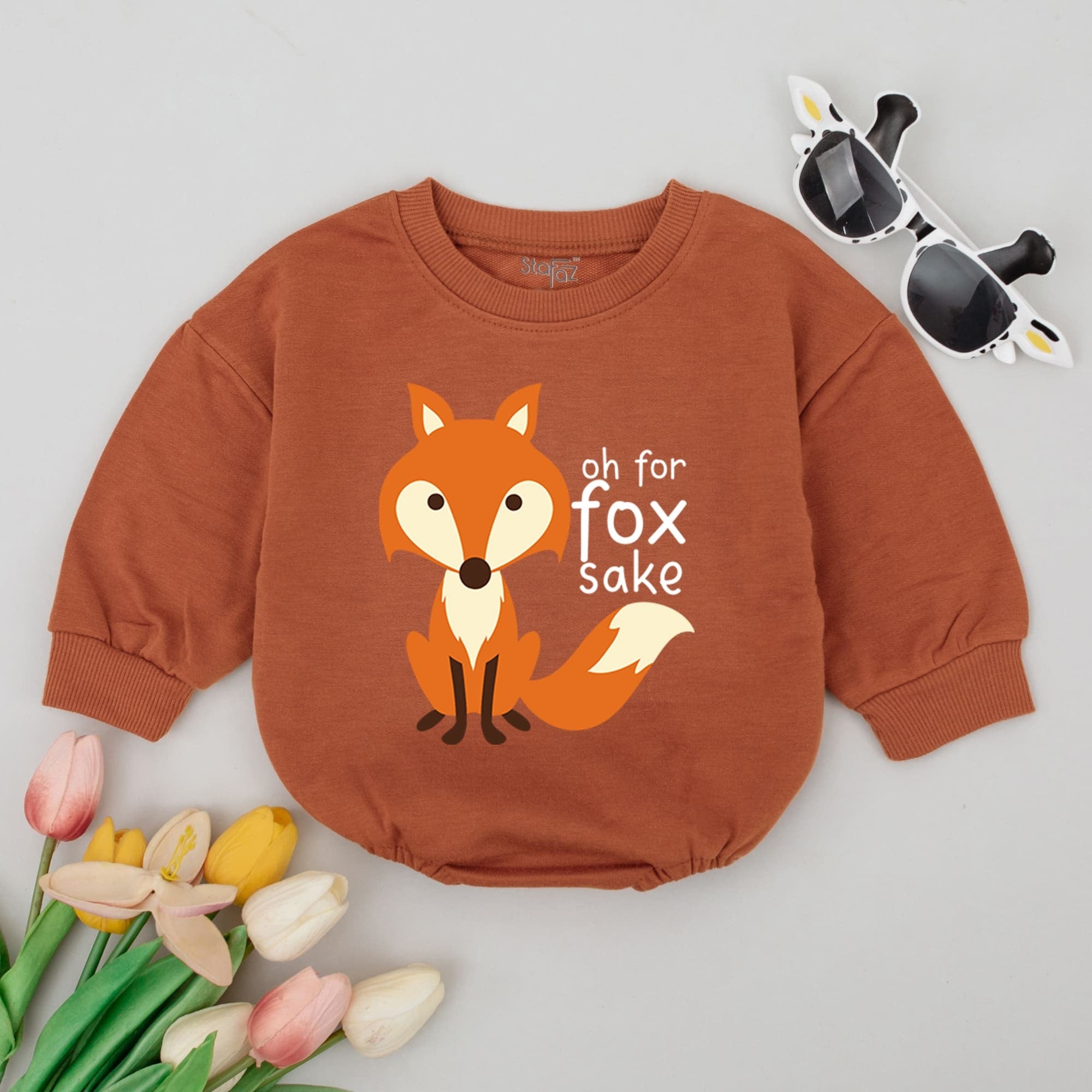 Oh For Fox Sake Baby Bodysuit Funny Woodland Infant Outfit Cute Cartoon Fox Design Soft Cotton Minimalist Hipster Baby Shower Gift