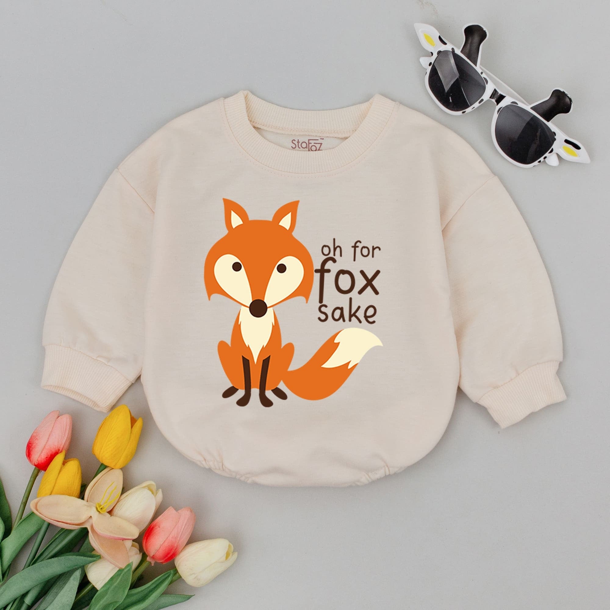 Oh For Fox Sake Baby Bodysuit Funny Woodland Infant Outfit Cute Cartoon Fox Design Soft Cotton Minimalist Hipster Baby Shower Gift
