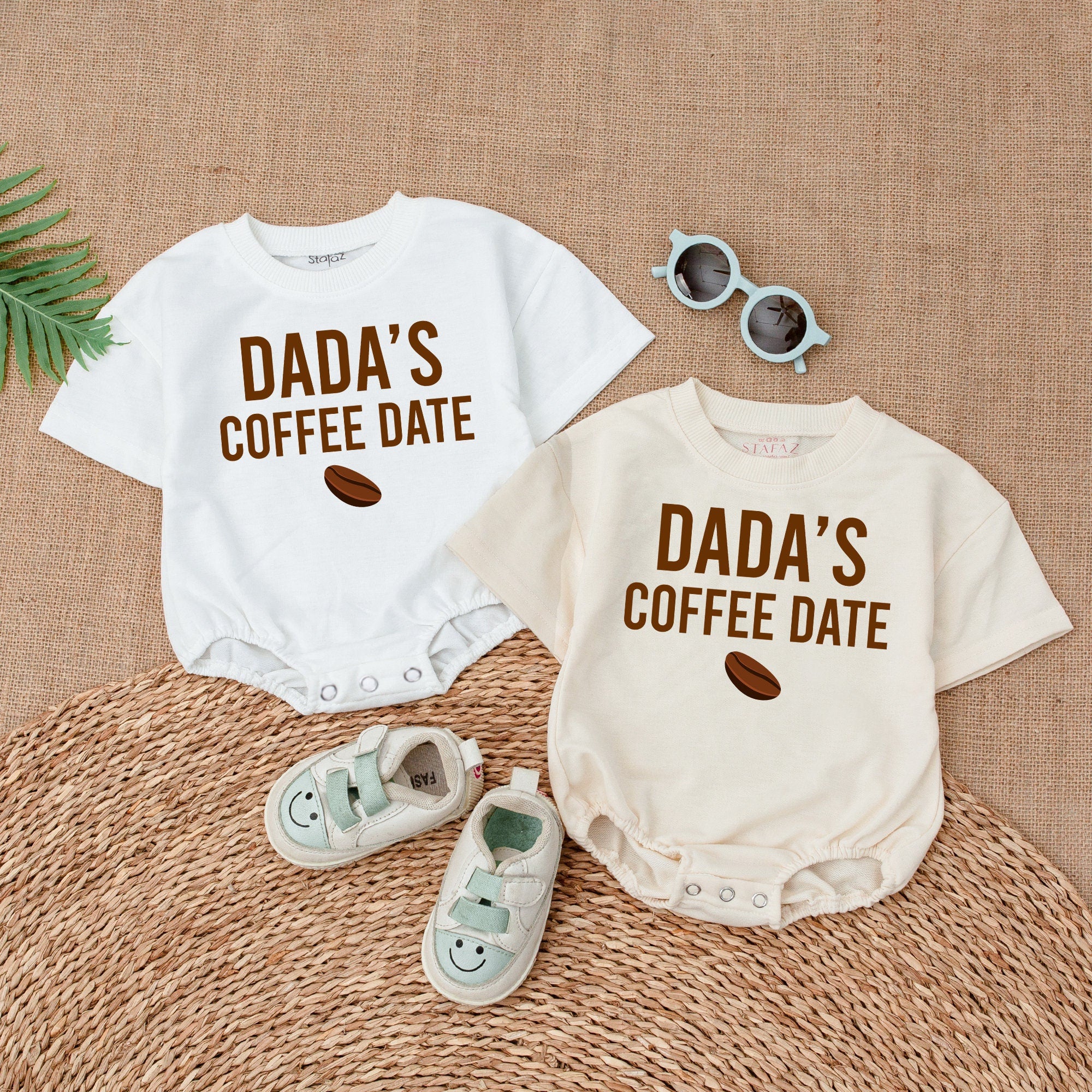 Dada's Coffee Date Baby Romper Light Mauve Outfit Cozy Cotton Infant Bodysuit Newborn Coming Home Clothes Cute Gift Idea