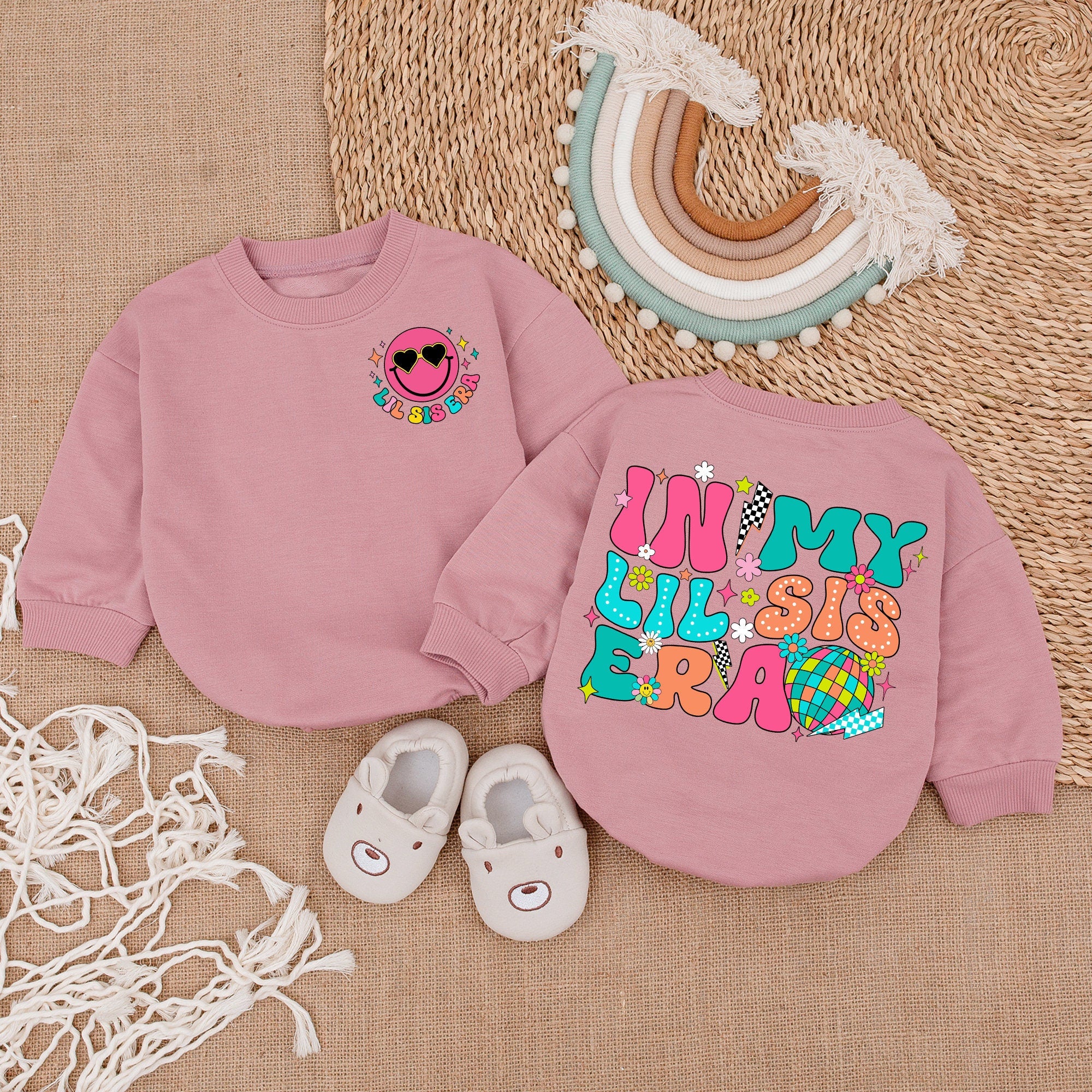 In My Lil Sis Era Baby Girl Romper with Colorful Design
