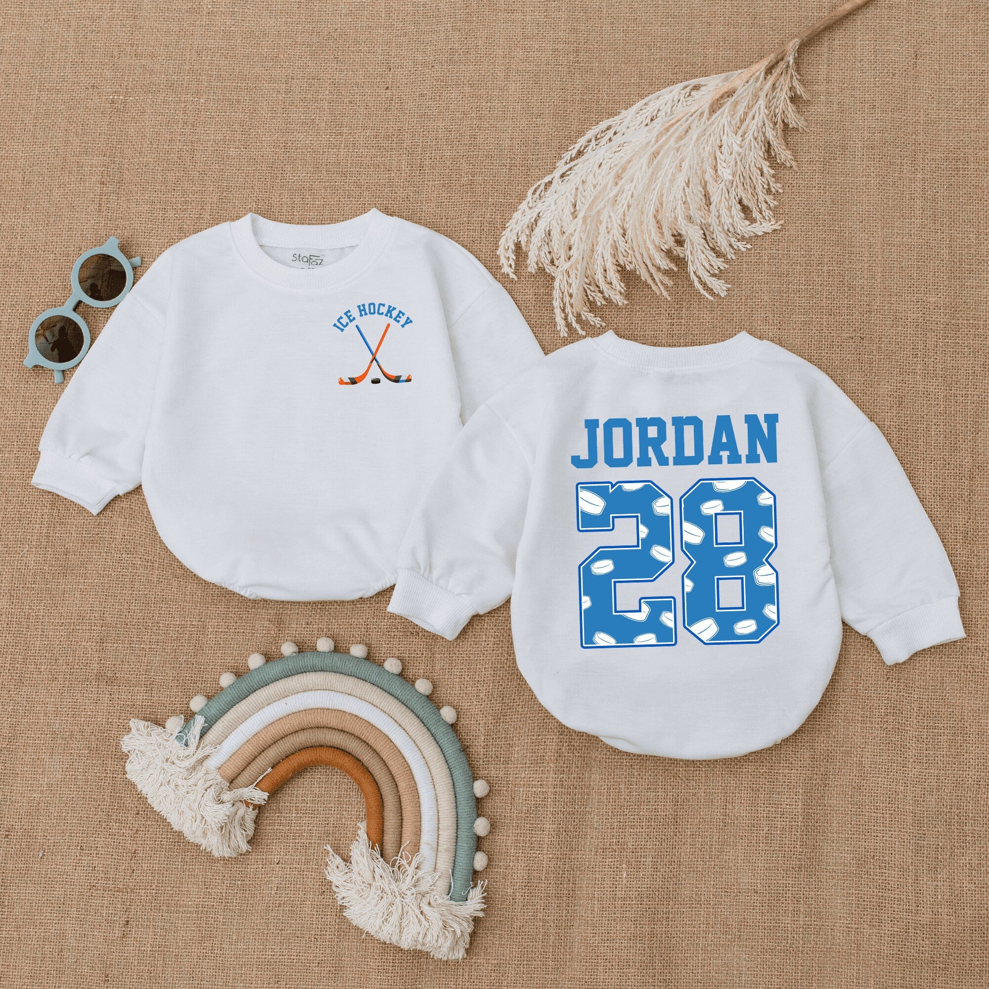Future Hockey Star Baby Romper with Ice Hockey Theme