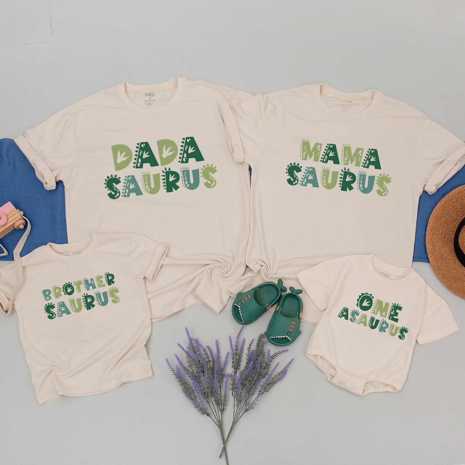 Custom Dinosaur Family Tees with Name - Personalized Birthday Fun